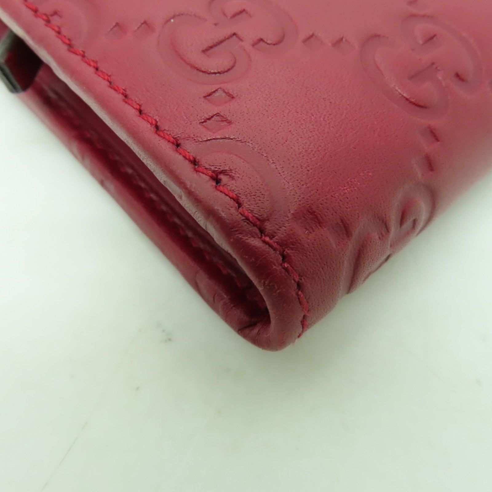 GUCCI 牛皮皮革Zipper Long Wallet金扣長錢包紅色