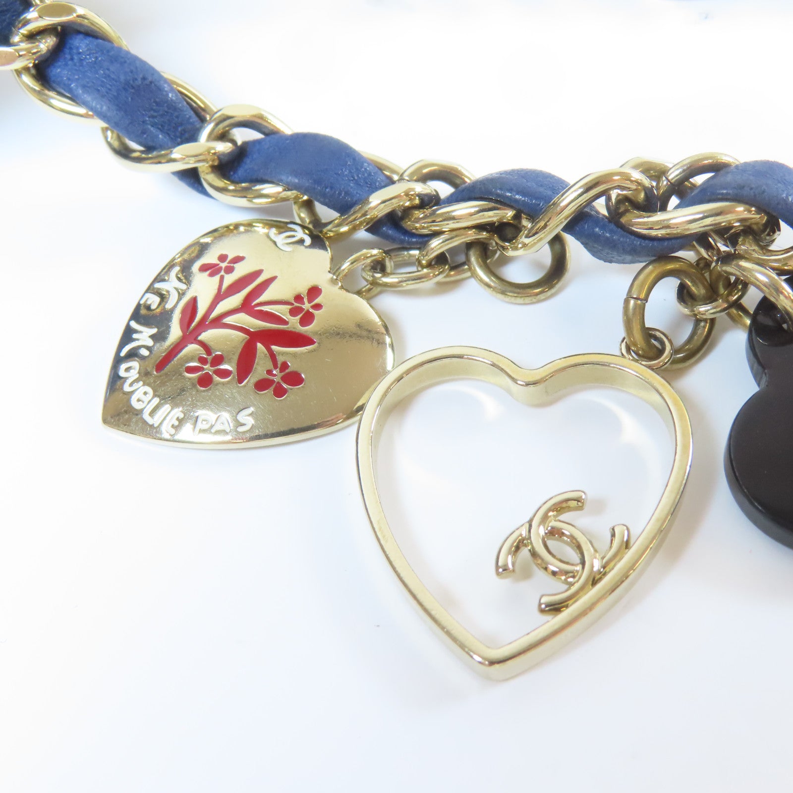 CHANEL 菱格羊皮皮革Chain Shoulder銀扣鏈帶肩背袋藍色