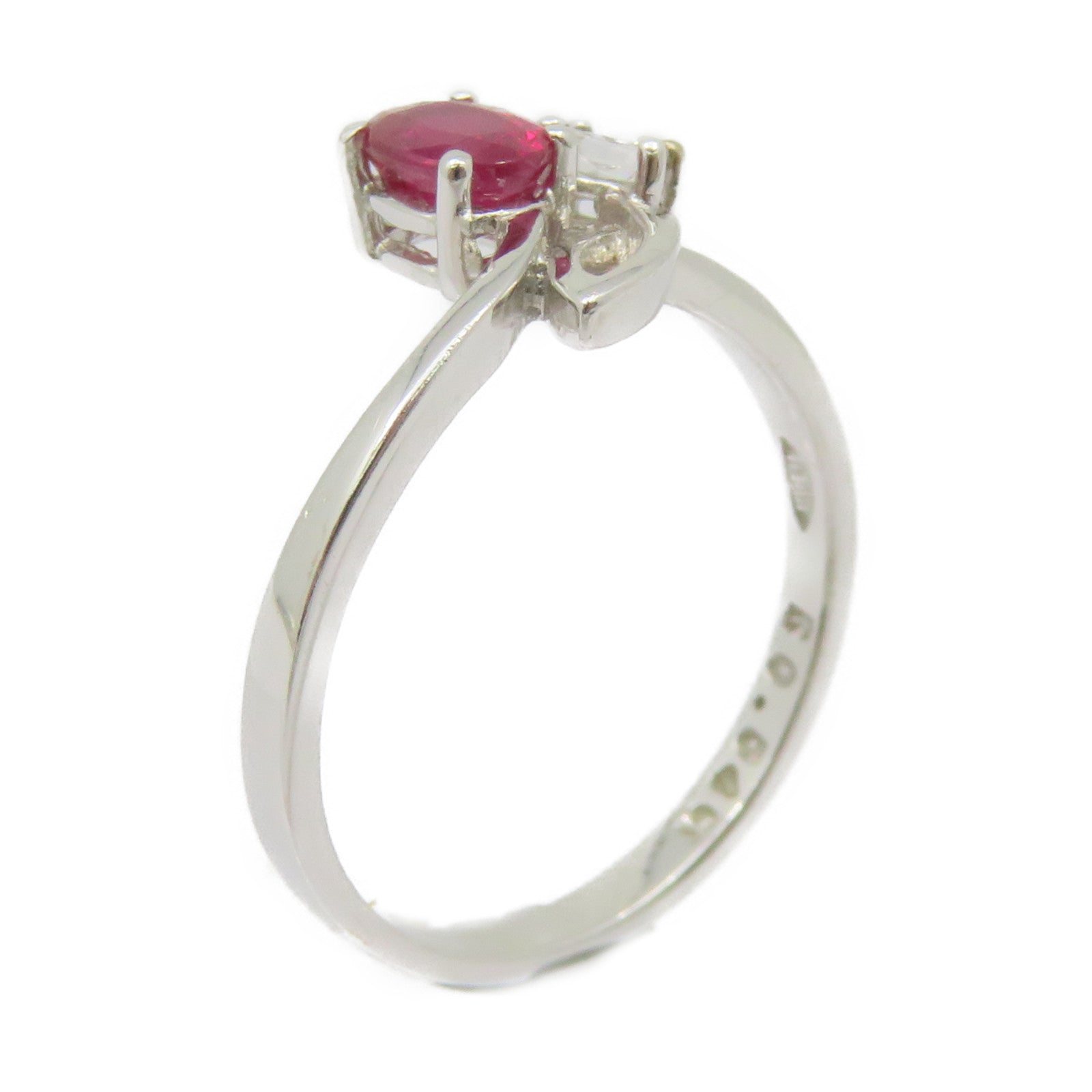 JEWELRY 18K白金/红宝石0.54ct Ruby Ring戒指US#6.5