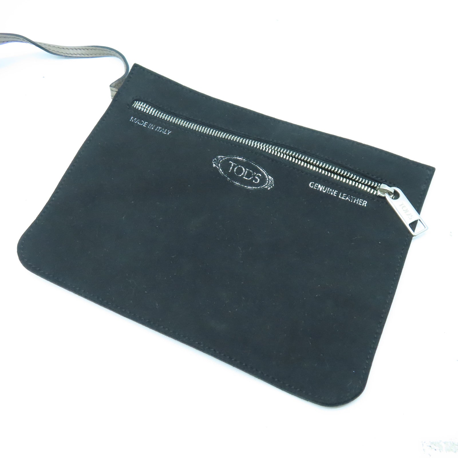 TOD’S 牛皮皮革Shoulder Bag銀扣肩背袋灰色/黑色