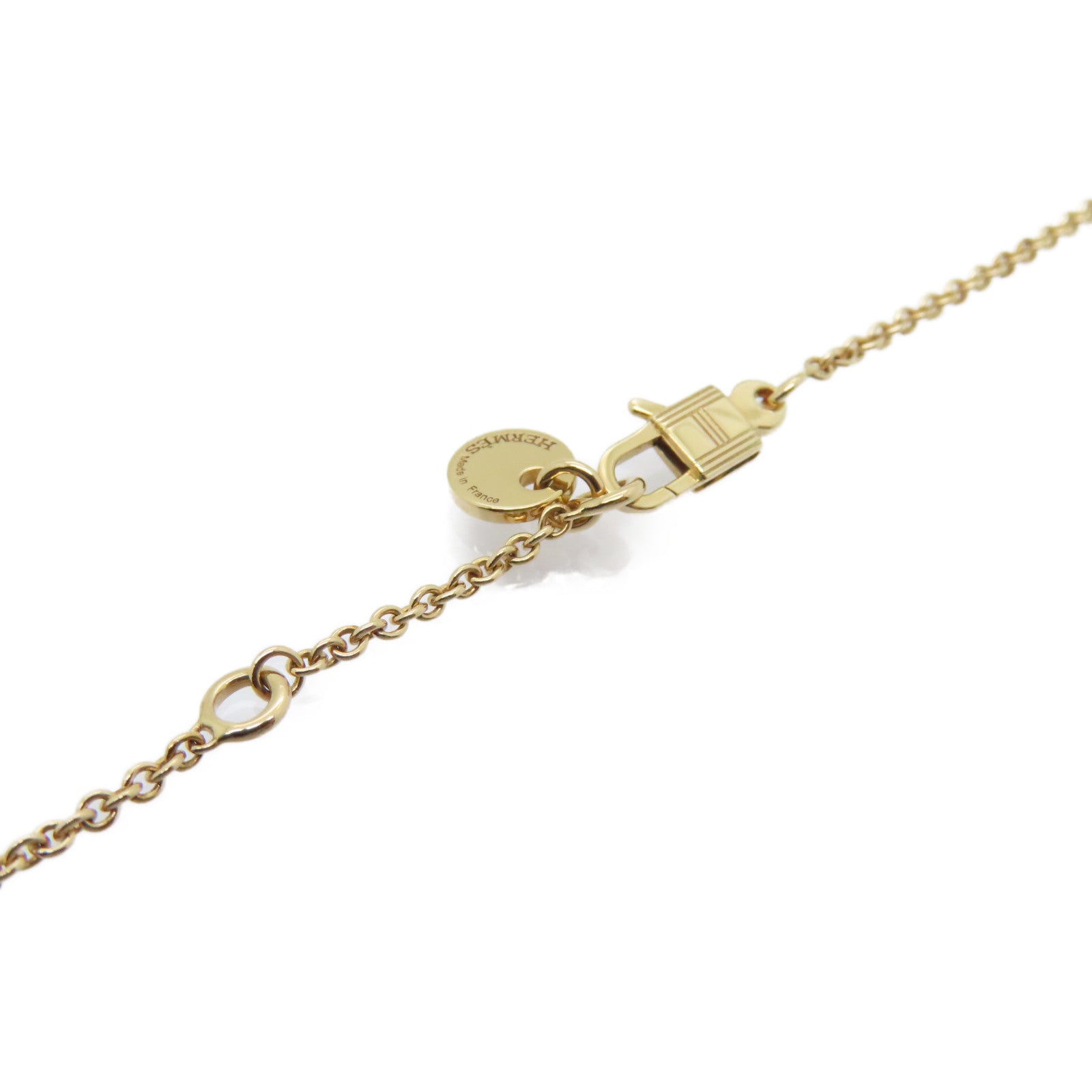 HERMES 18K玫瑰金Amulette Kelly Pendant項鏈黑色