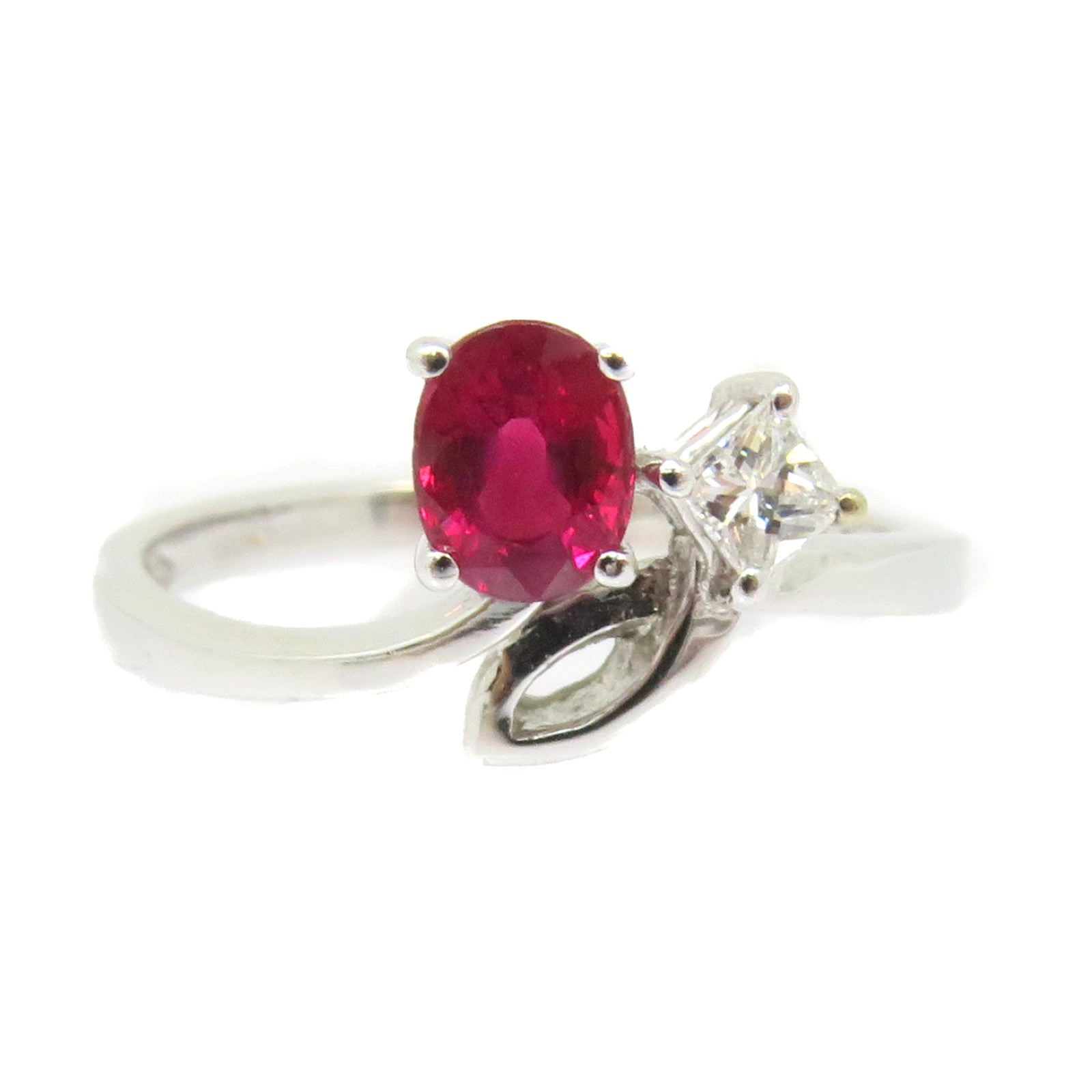 JEWELRY 18K白金/红宝石0.54ct Ruby Ring戒指US#6.5