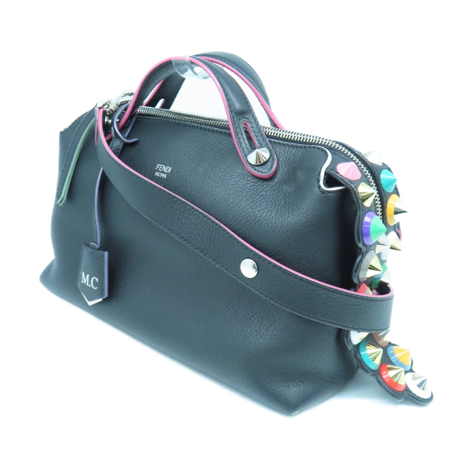 FENDI 牛皮皮革By The Way銀扣手挽肩背兩用袋黑色