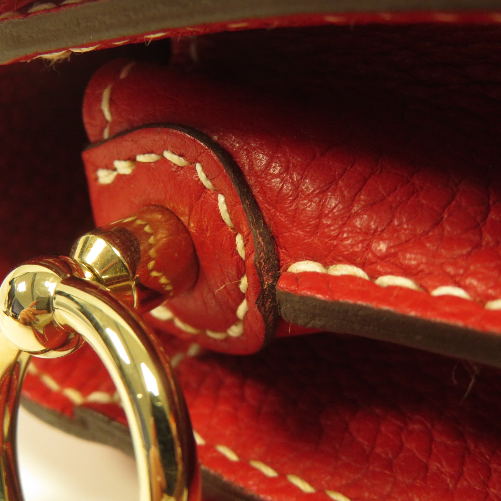 HERMES Clemence皮革Roulis 23金扣肩背袋紅色