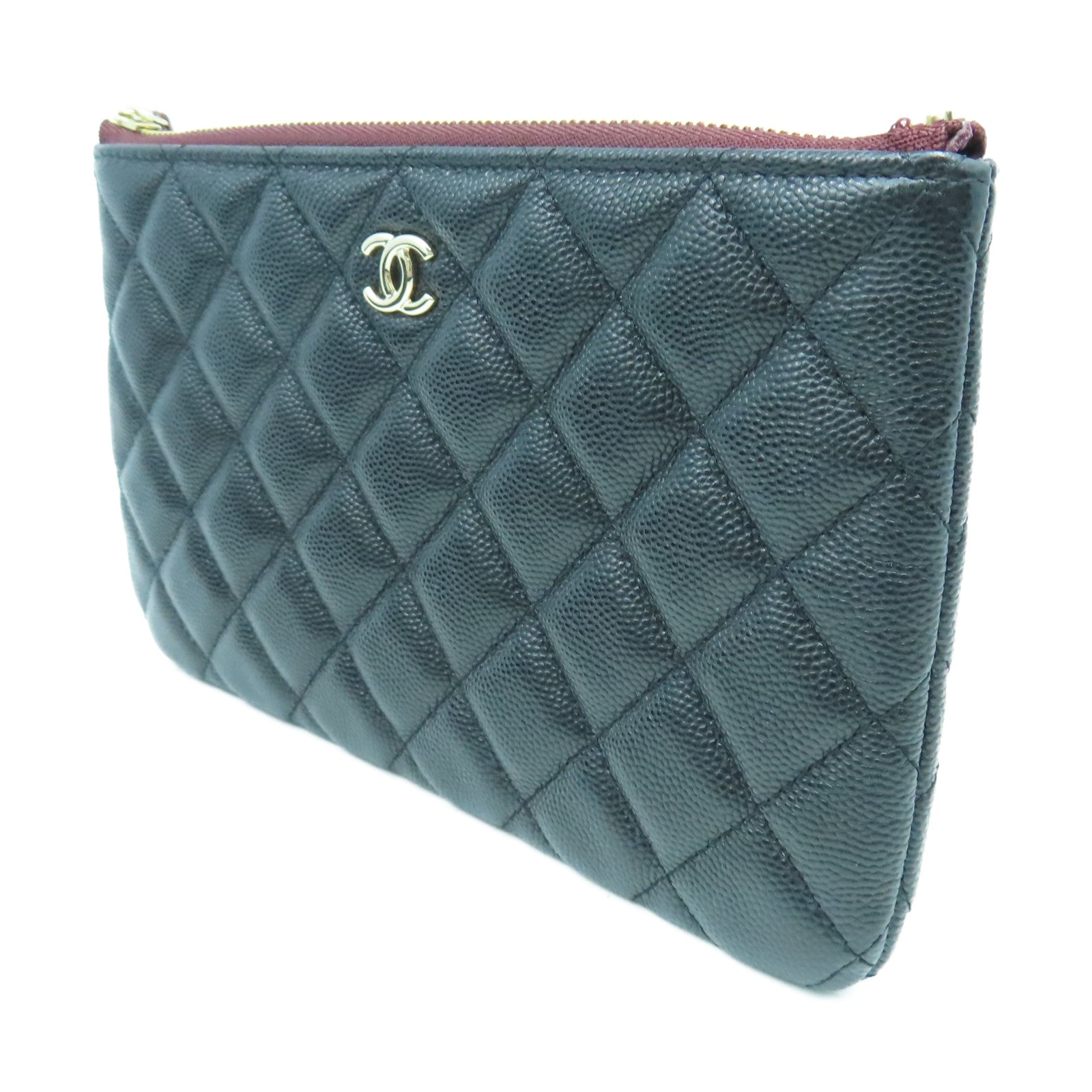 CHANEL 菱格Caviar皮革金扣Classic Pouch手拿包黑色