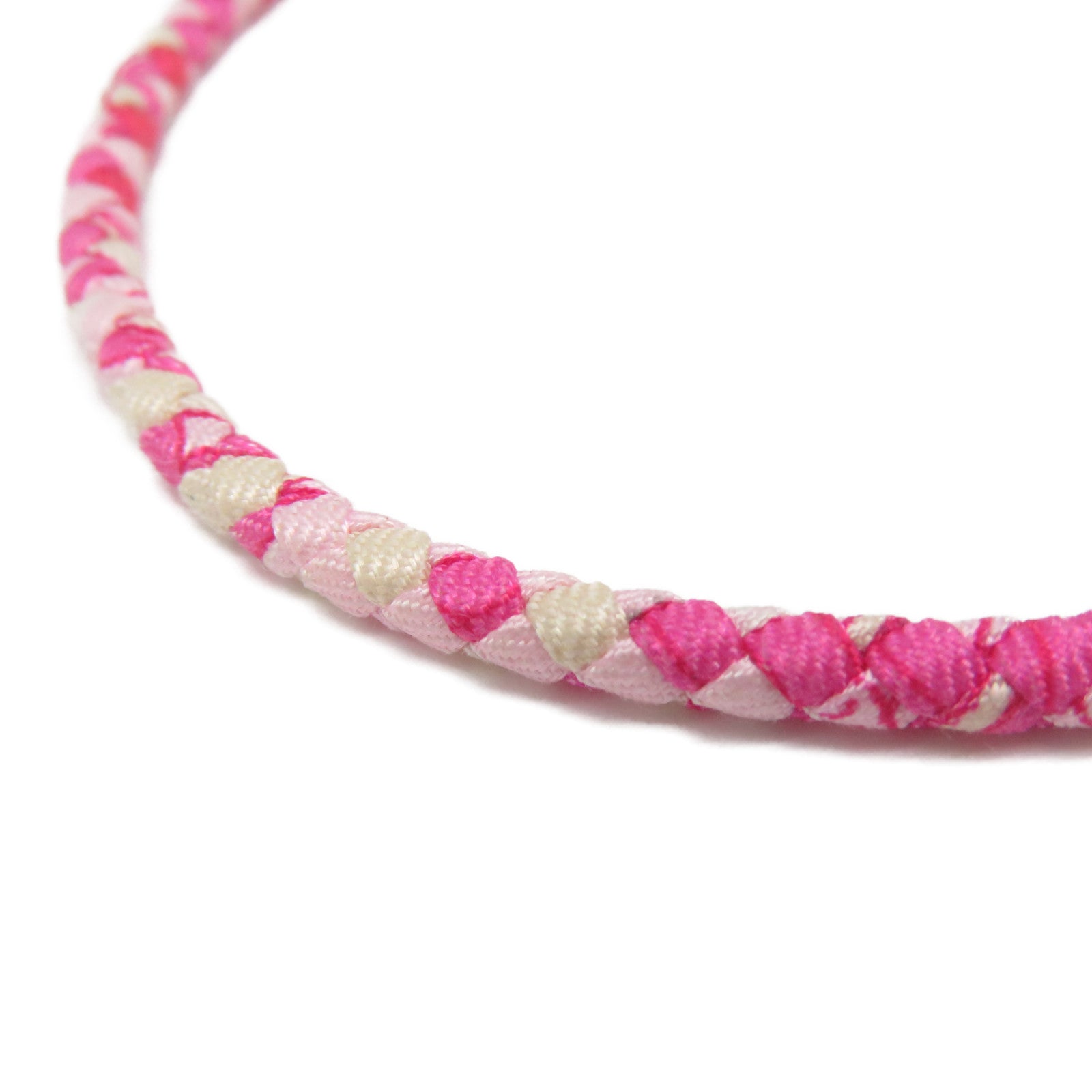 HERMES 印花絲綢/金屬Roulis Double Tour Bracelet金扣手鐲粉紅色