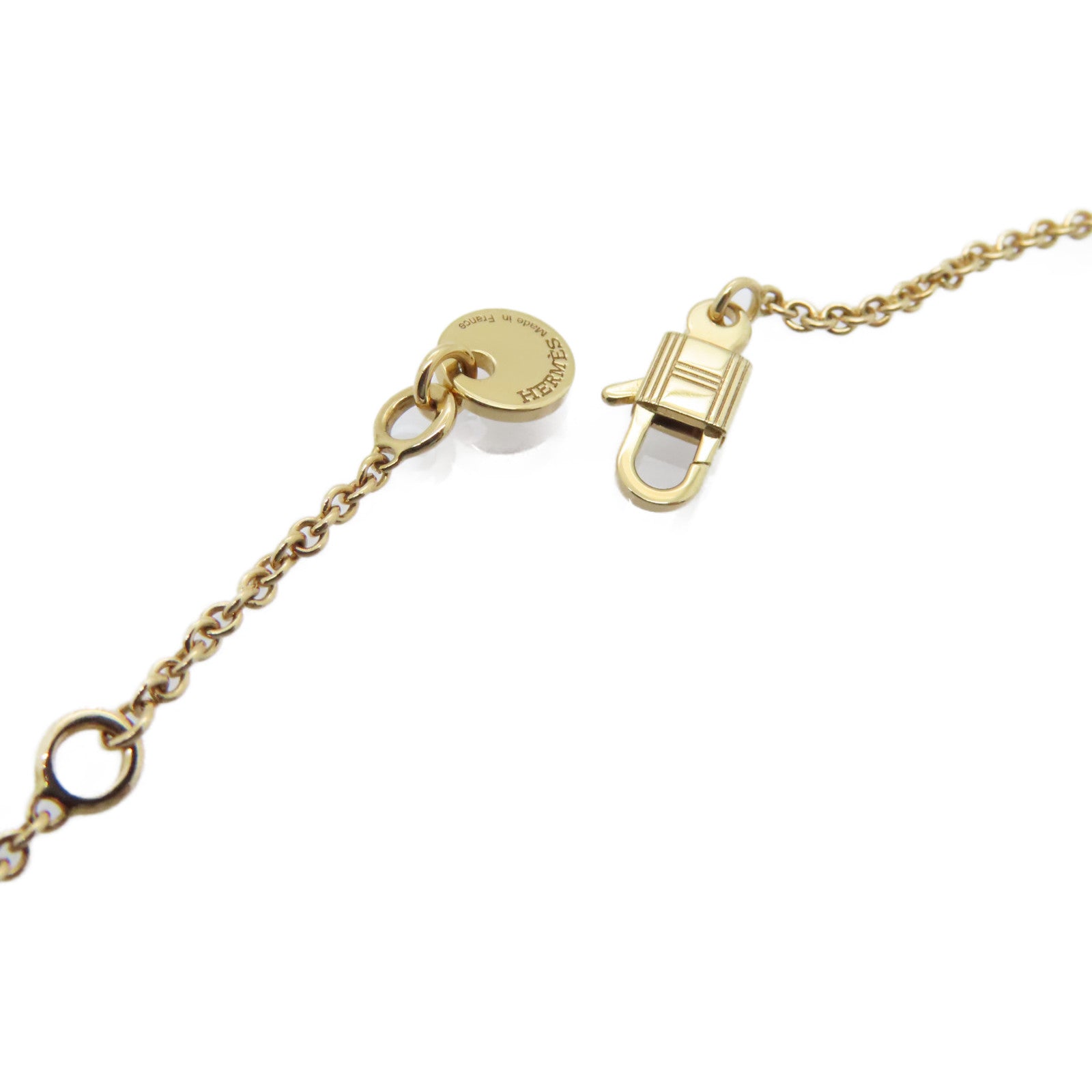 HERMES 18K玫瑰金Amulette Kelly Pendant項鏈黑色