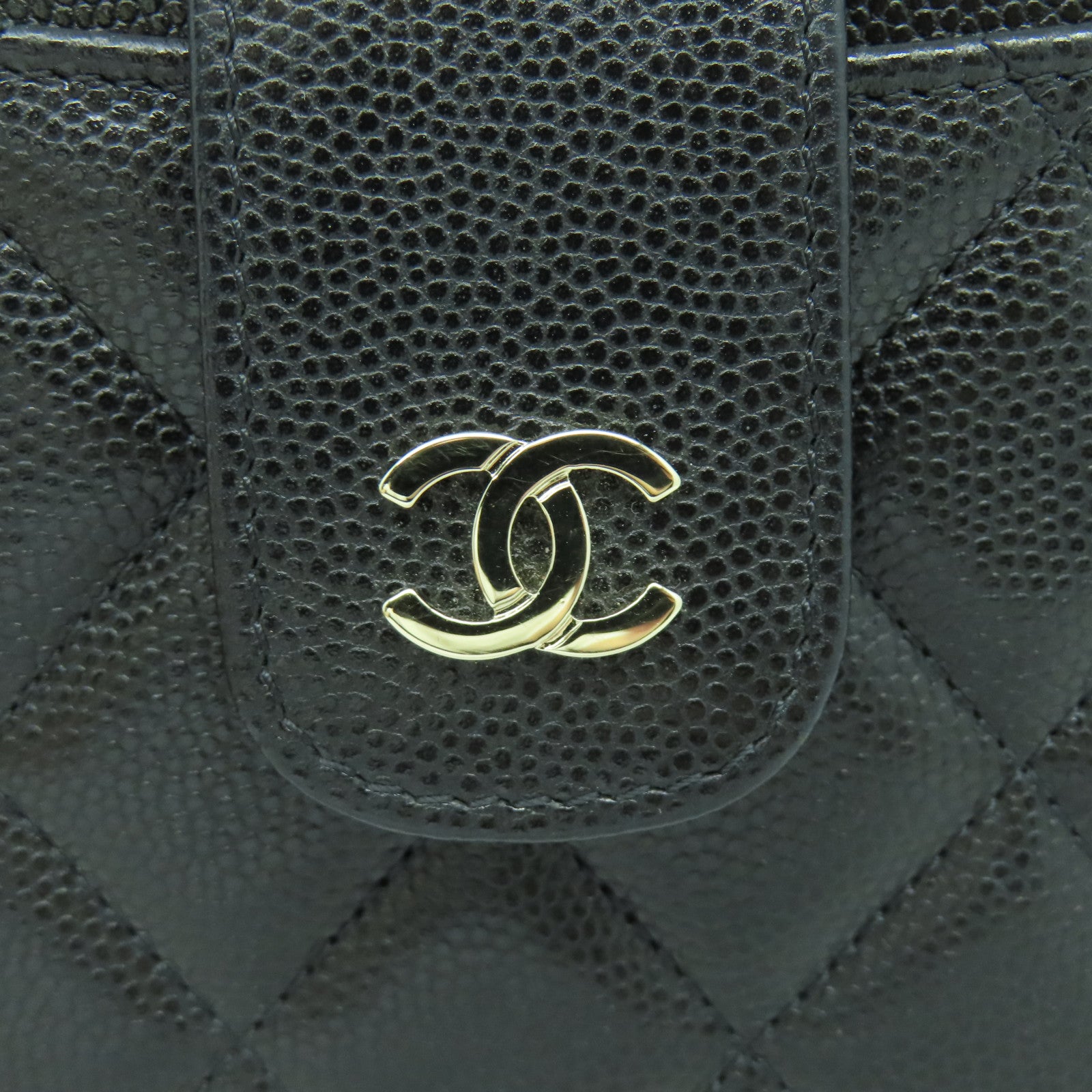 CHANEL 菱格Caviar皮革Wallet銀扣長錢包黑色