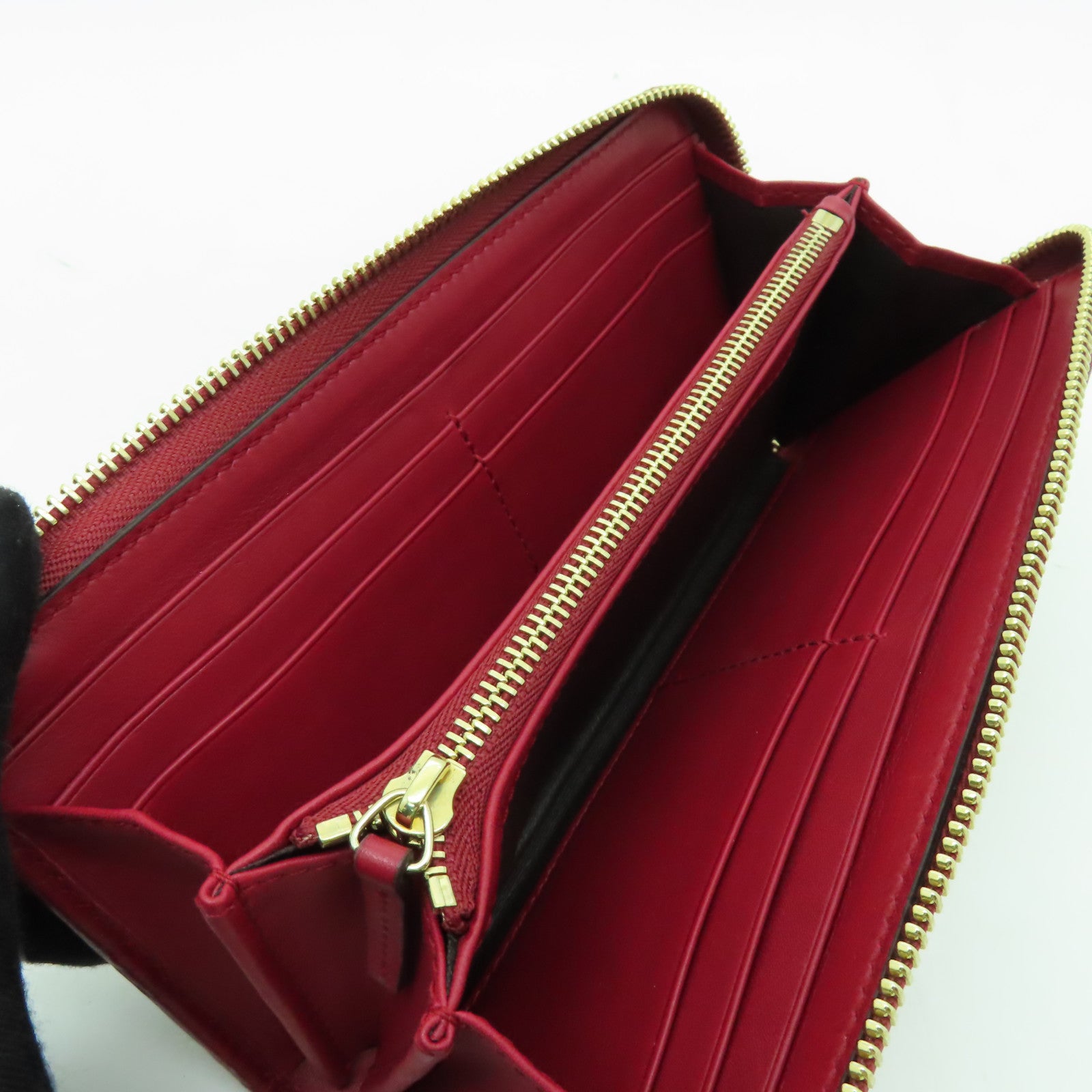 GUCCI 牛皮皮革Zipper Long Wallet金扣長錢包紅色