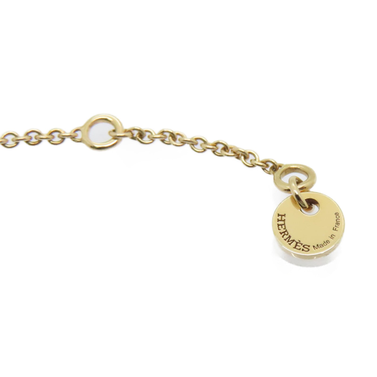 HERMES 18K玫瑰金Amulette Kelly Pendant項鏈黑色