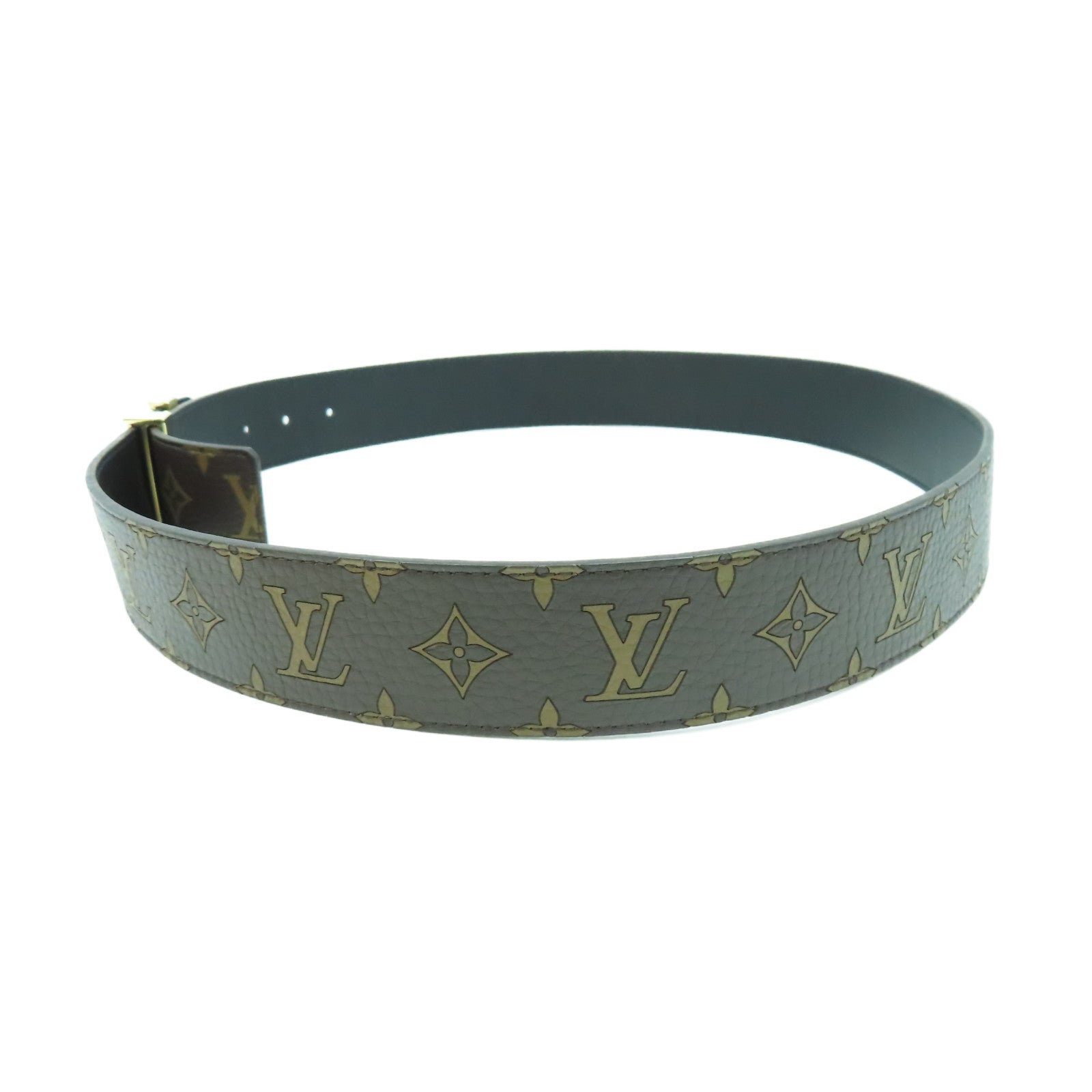 LOUIS VUITTON 牛皮皮革Supreme Belt金扣皮帶啡色
