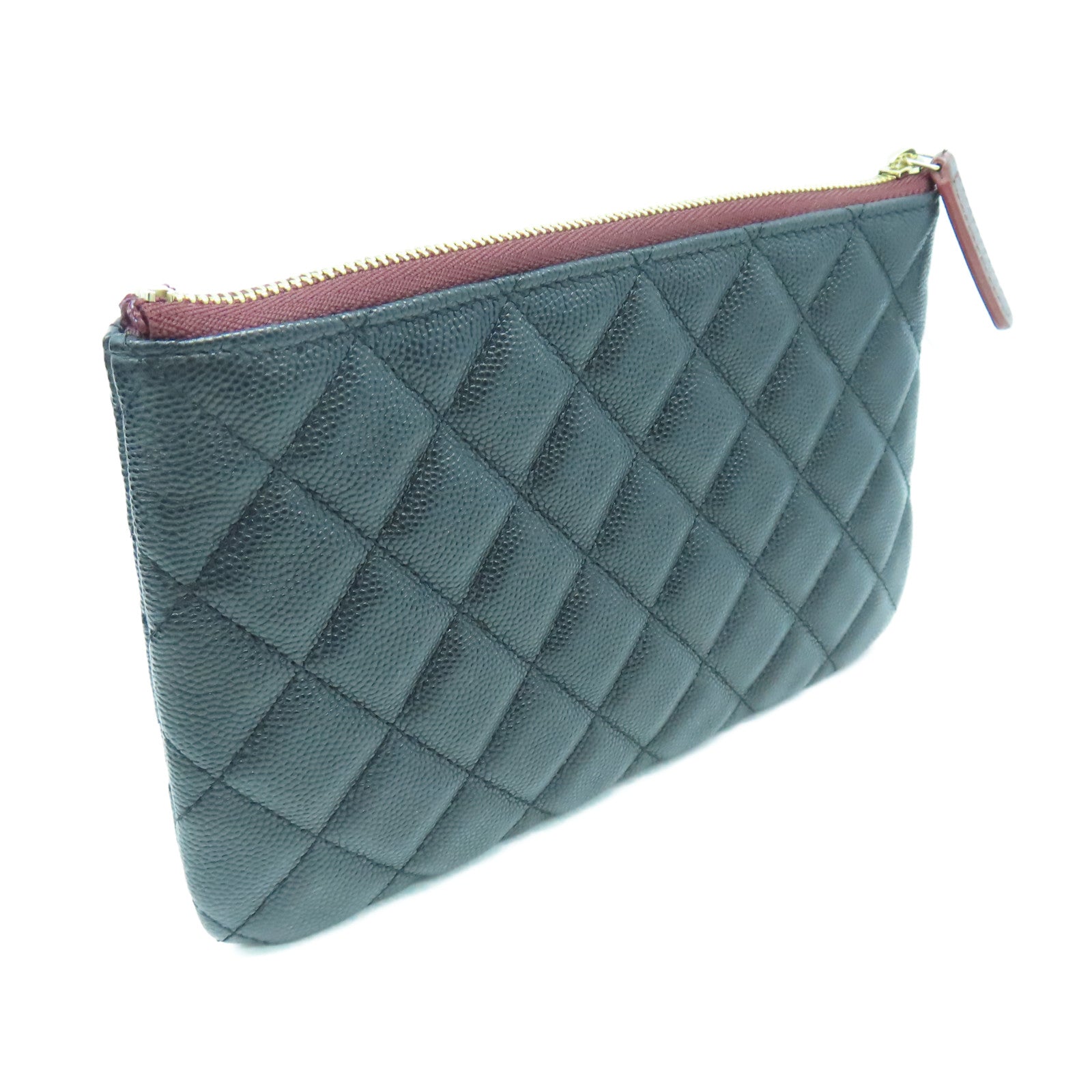 CHANEL 菱格Caviar皮革金扣Classic Pouch手拿包黑色