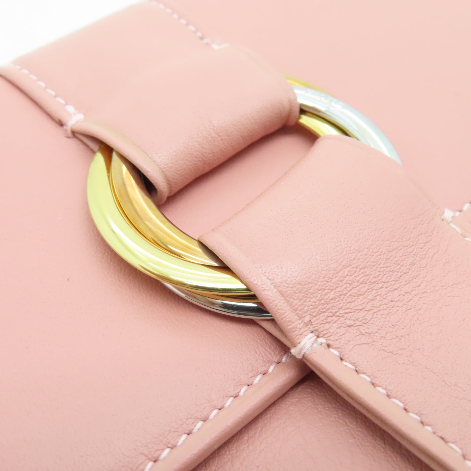 CARTIER 牛皮皮革Long Wallet金扣长钱包粉红色
