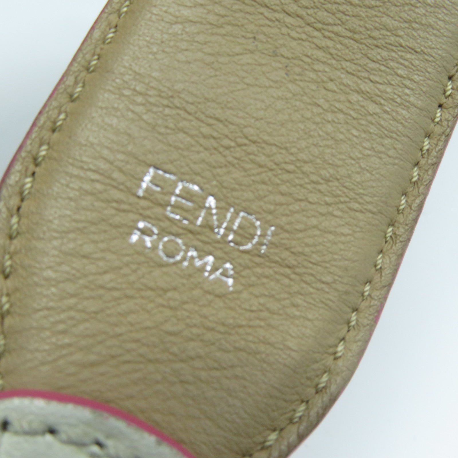 FENDI 牛皮皮革Shoulder Strap銀扣肩帶白色/彩色