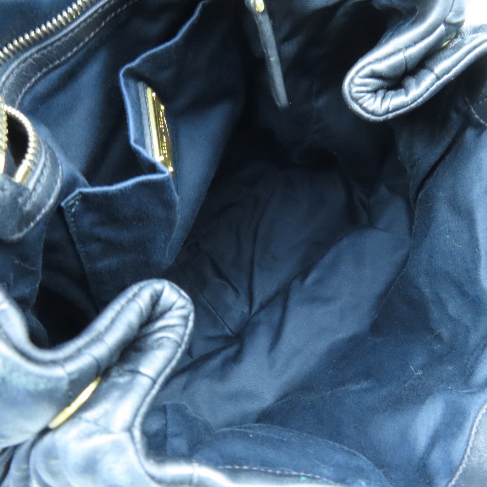 Miu Miu sheepskin leather Tote Bag gold buckle handle bag black