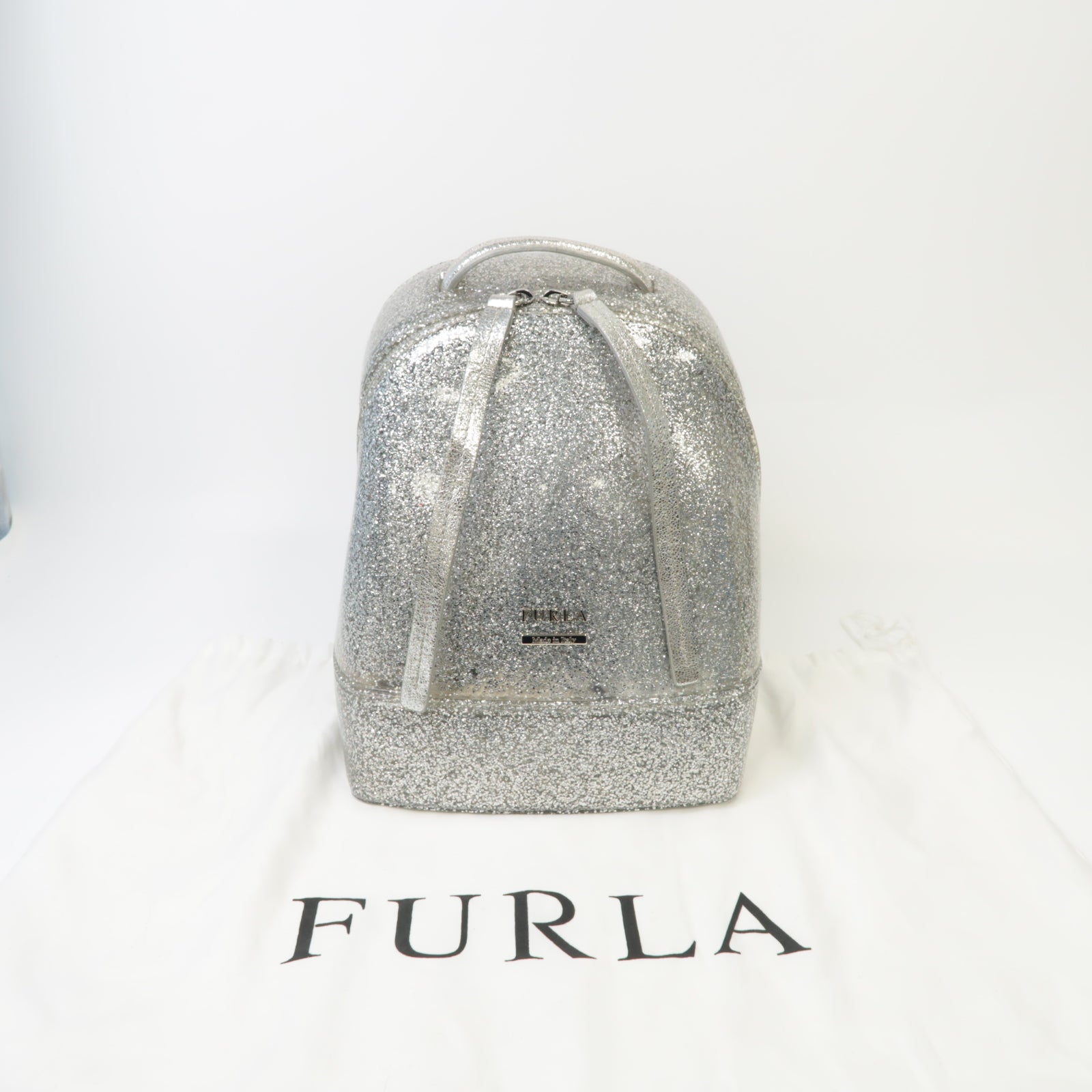 Furla PVC Backpack銀扣背包銀色