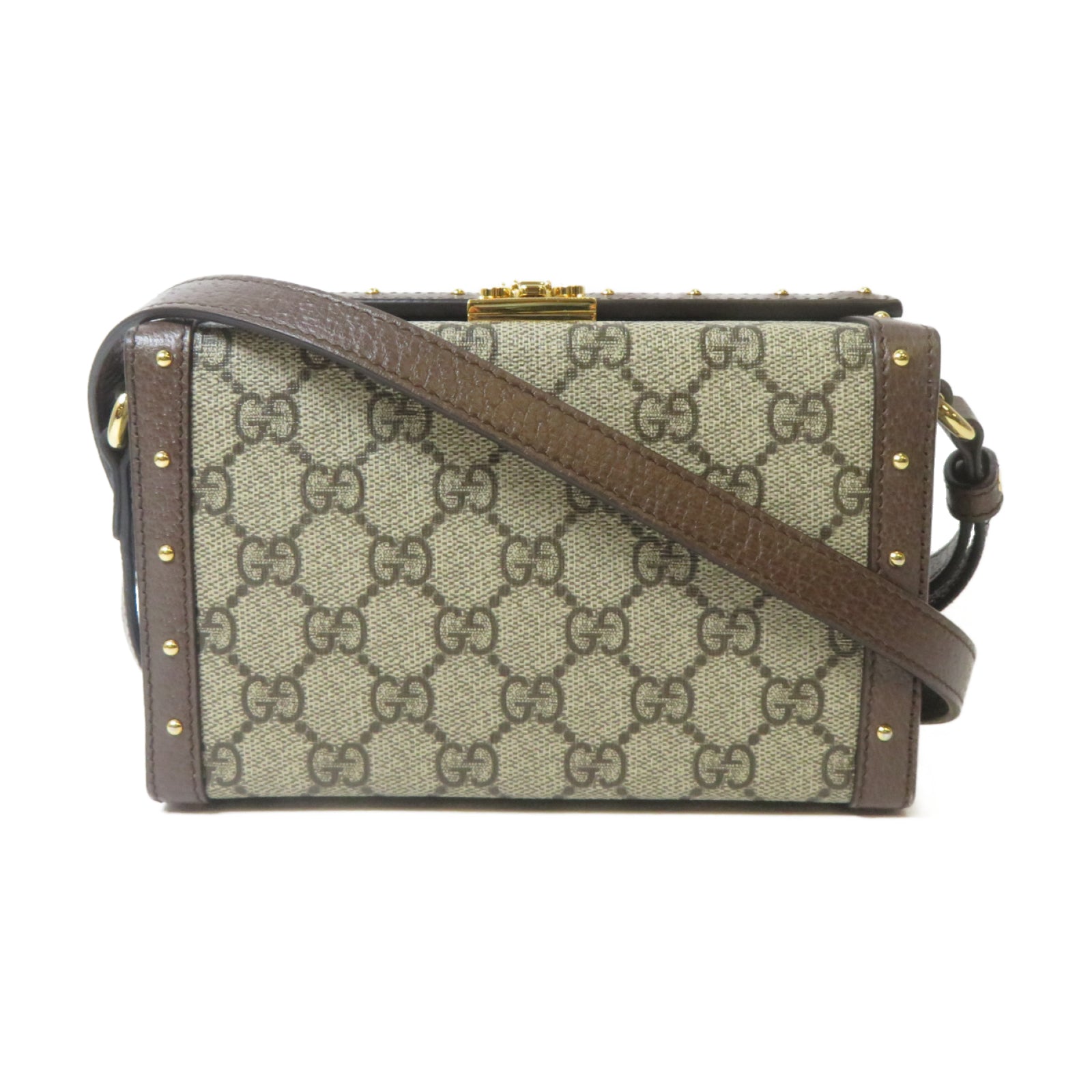 GUCCI 塗層帆布Huheg 8358 Shoulder Bag金扣肩背袋啡色