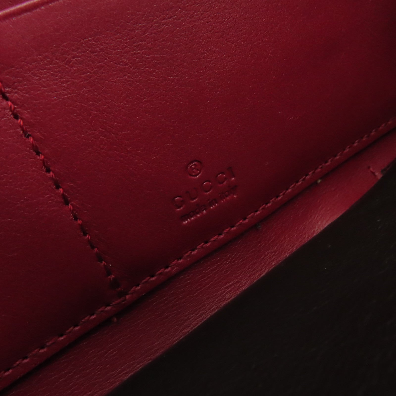 GUCCI 牛皮皮革Zipper Long Wallet金扣長錢包紅色