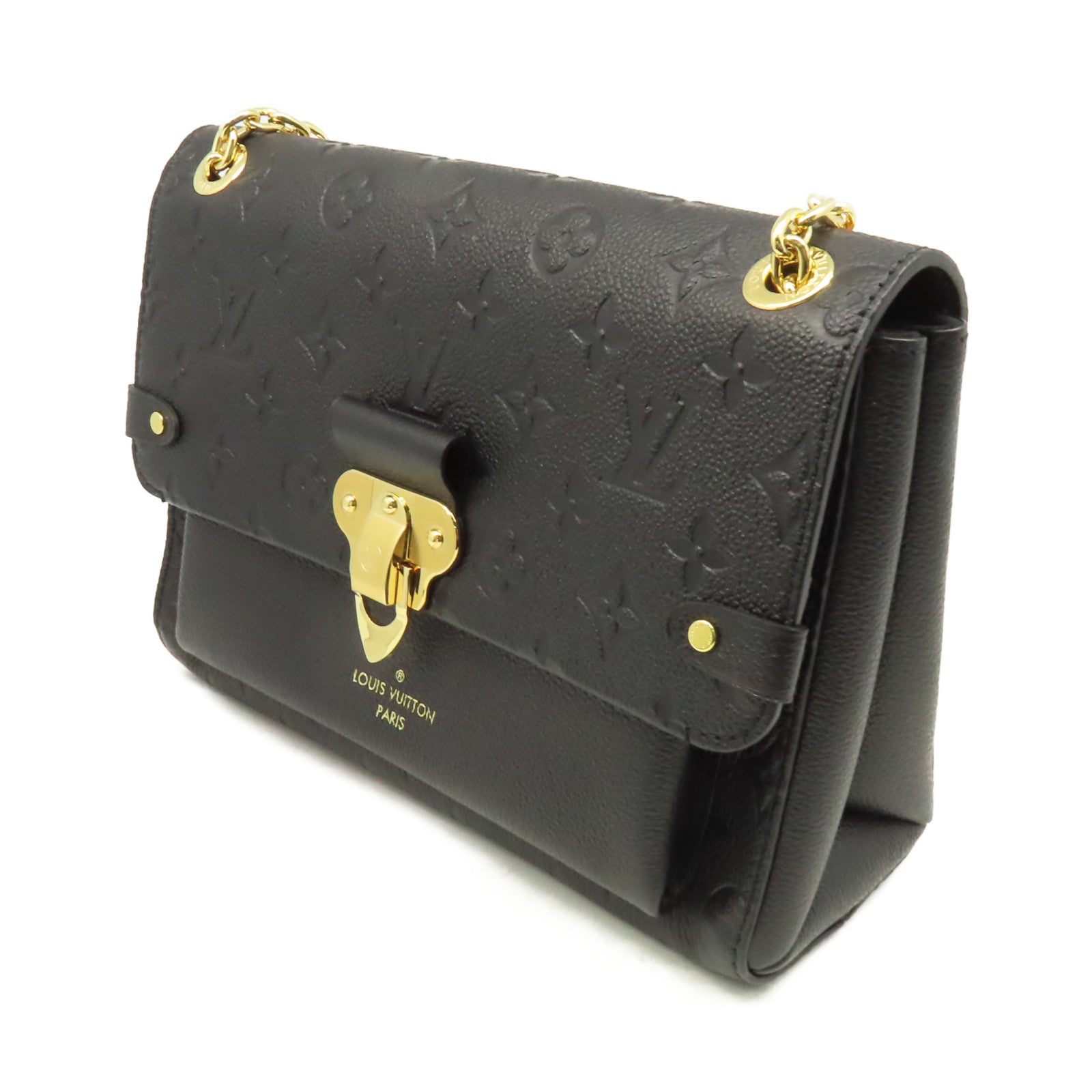 LOUIS VUITTON Monogram Empreinte Vavin PM金扣鏈帶肩背袋黑色