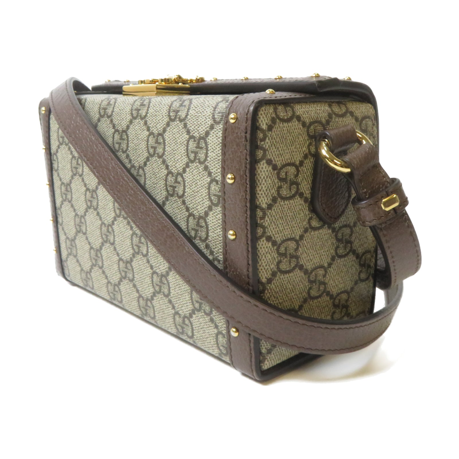 GUCCI 塗層帆布Huheg 8358 Shoulder Bag金扣肩背袋啡色