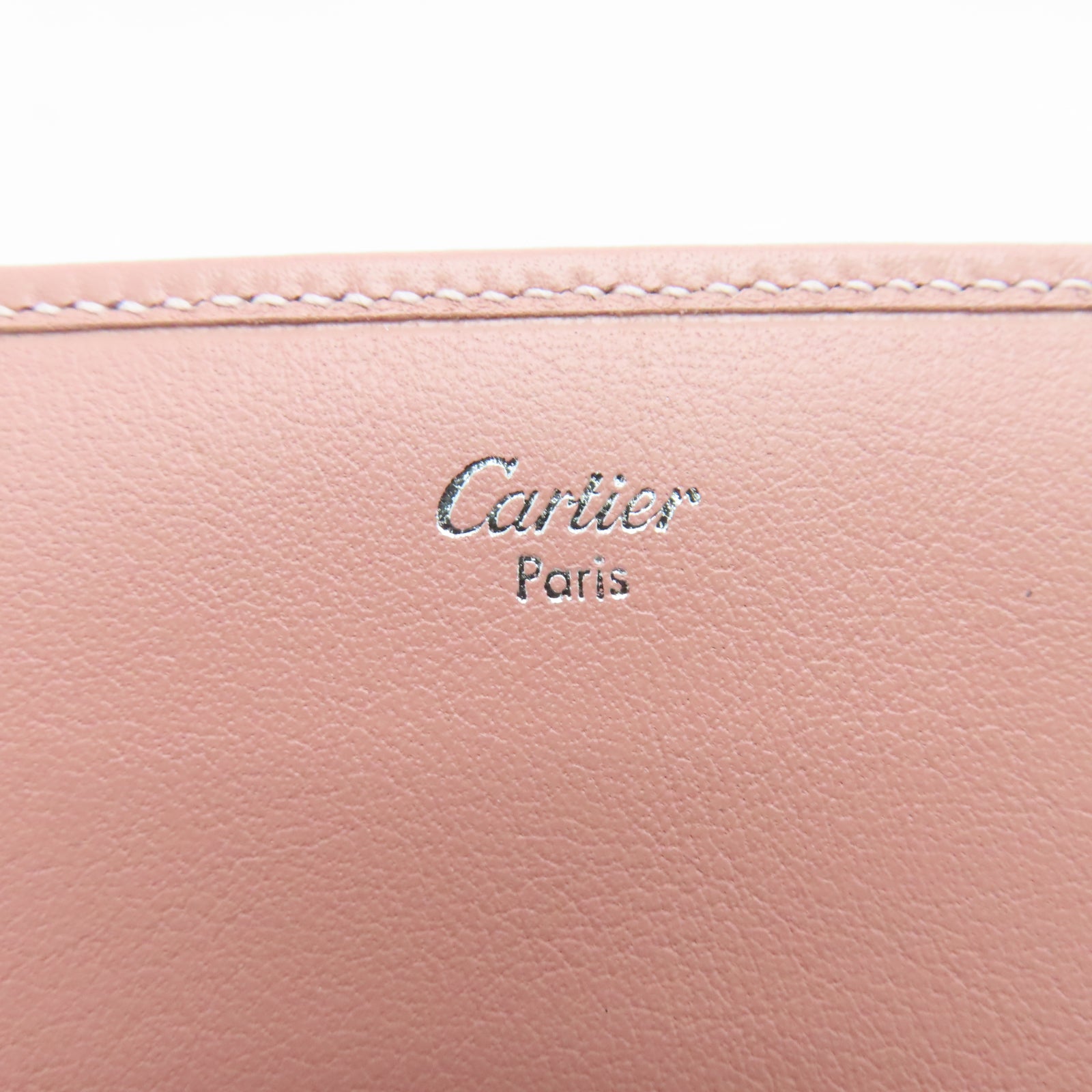 CARTIER 牛皮皮革Long Wallet金扣长钱包粉红色