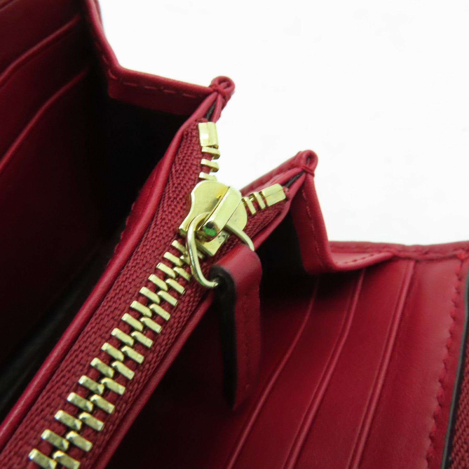 GUCCI 牛皮皮革Zipper Long Wallet金扣長錢包紅色