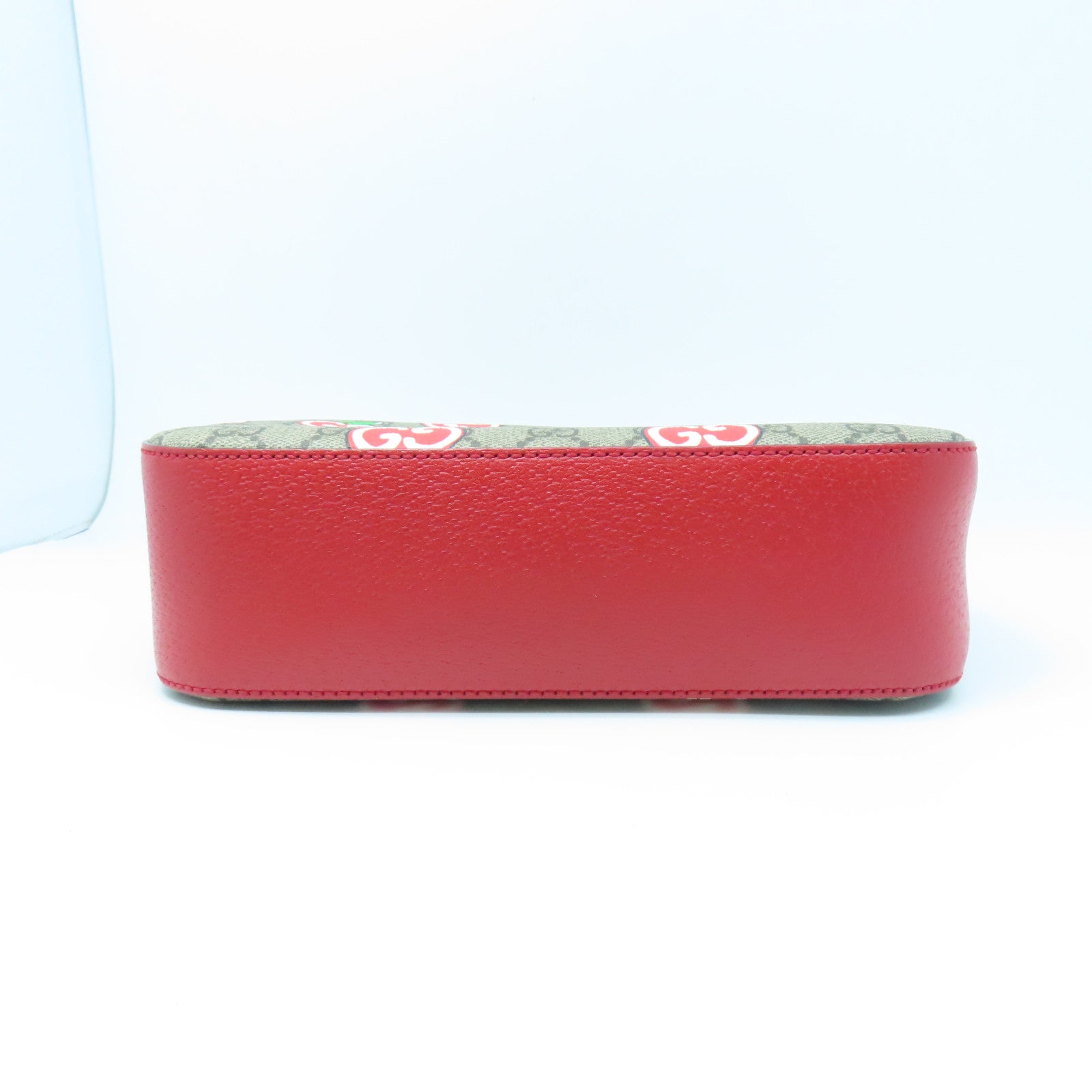GUCCI Coated Canvas Shoulder Bag Gold Buckle Red/Grey