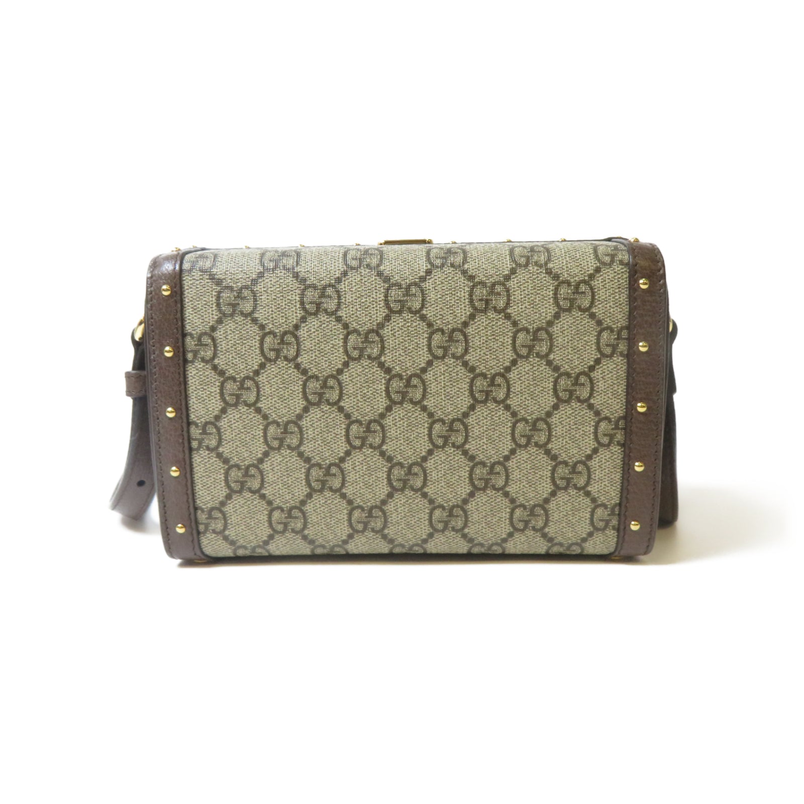 GUCCI 塗層帆布Huheg 8358 Shoulder Bag金扣肩背袋啡色