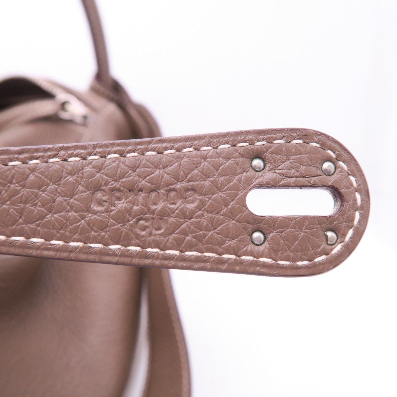 HERMES Clemence皮革Lindy 30銀扣肩背袋大象灰色