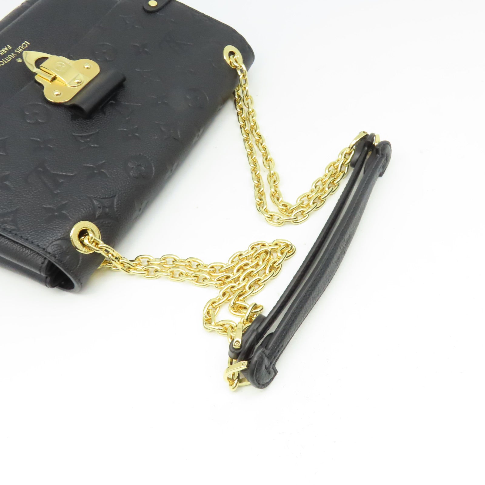 LOUIS VUITTON Monogram Empreinte Vavin PM金扣鏈帶肩背袋黑色