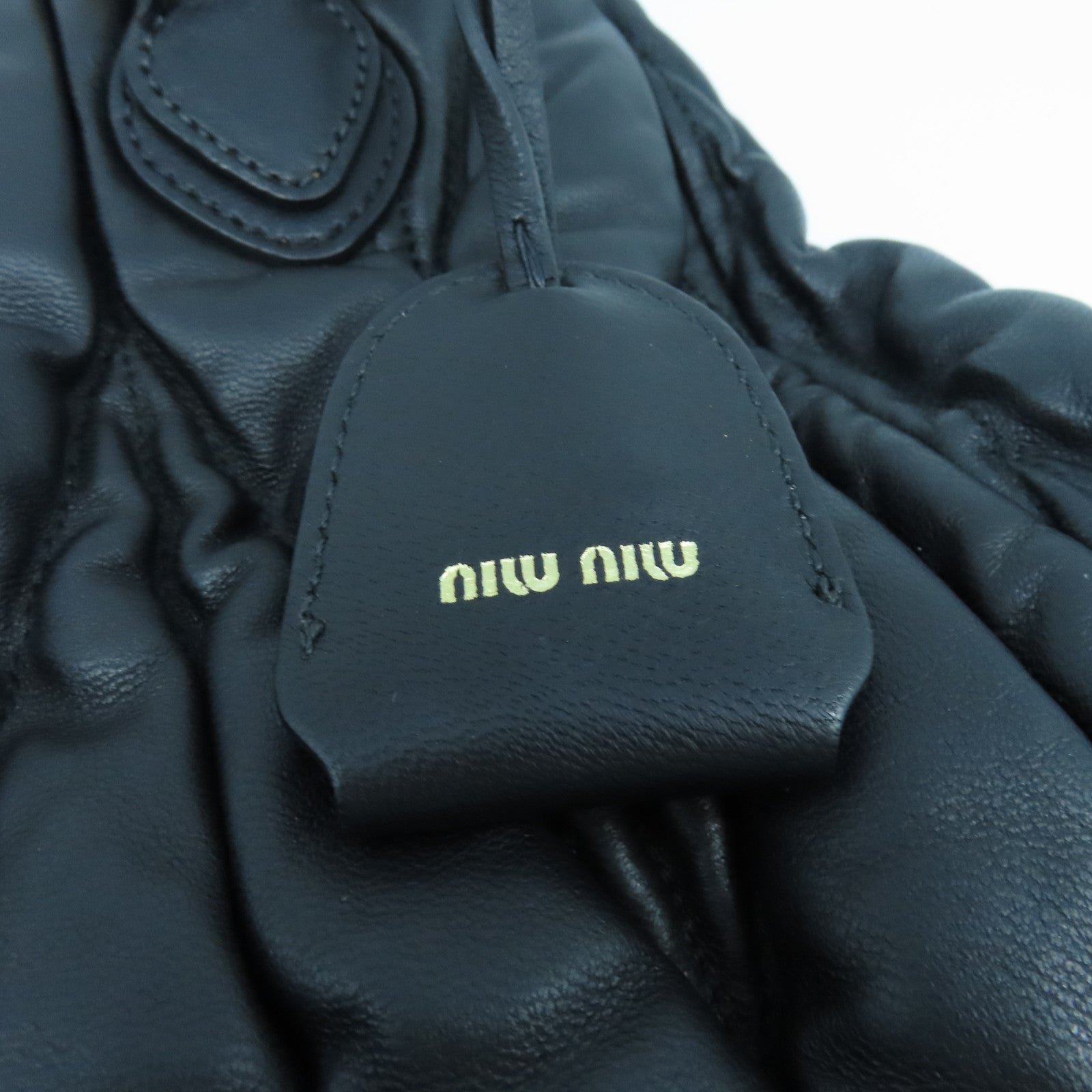 Miu Miu sheepskin leather Tote Bag gold buckle handle bag black