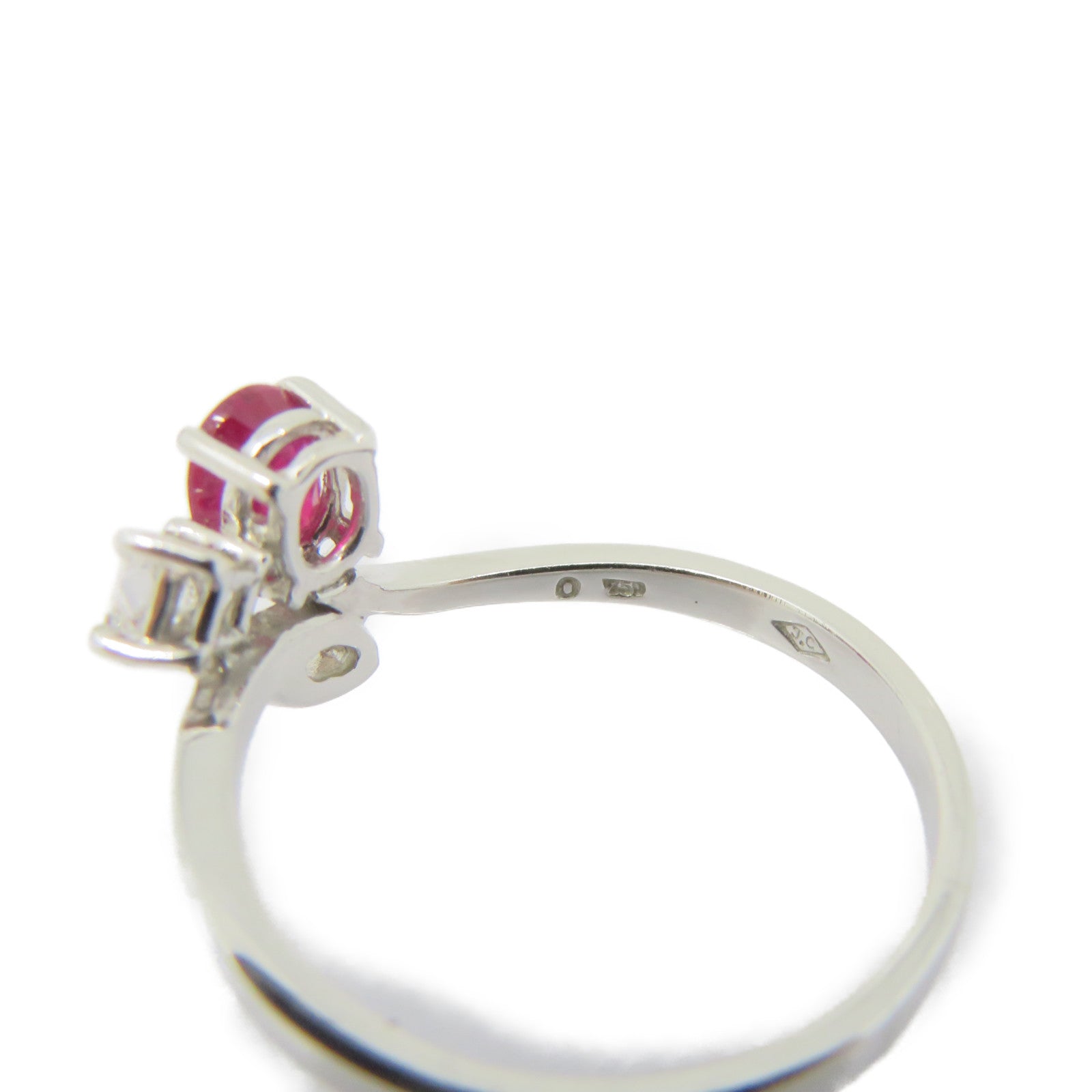 JEWELRY 18K白金/红宝石0.54ct Ruby Ring戒指US#6.5