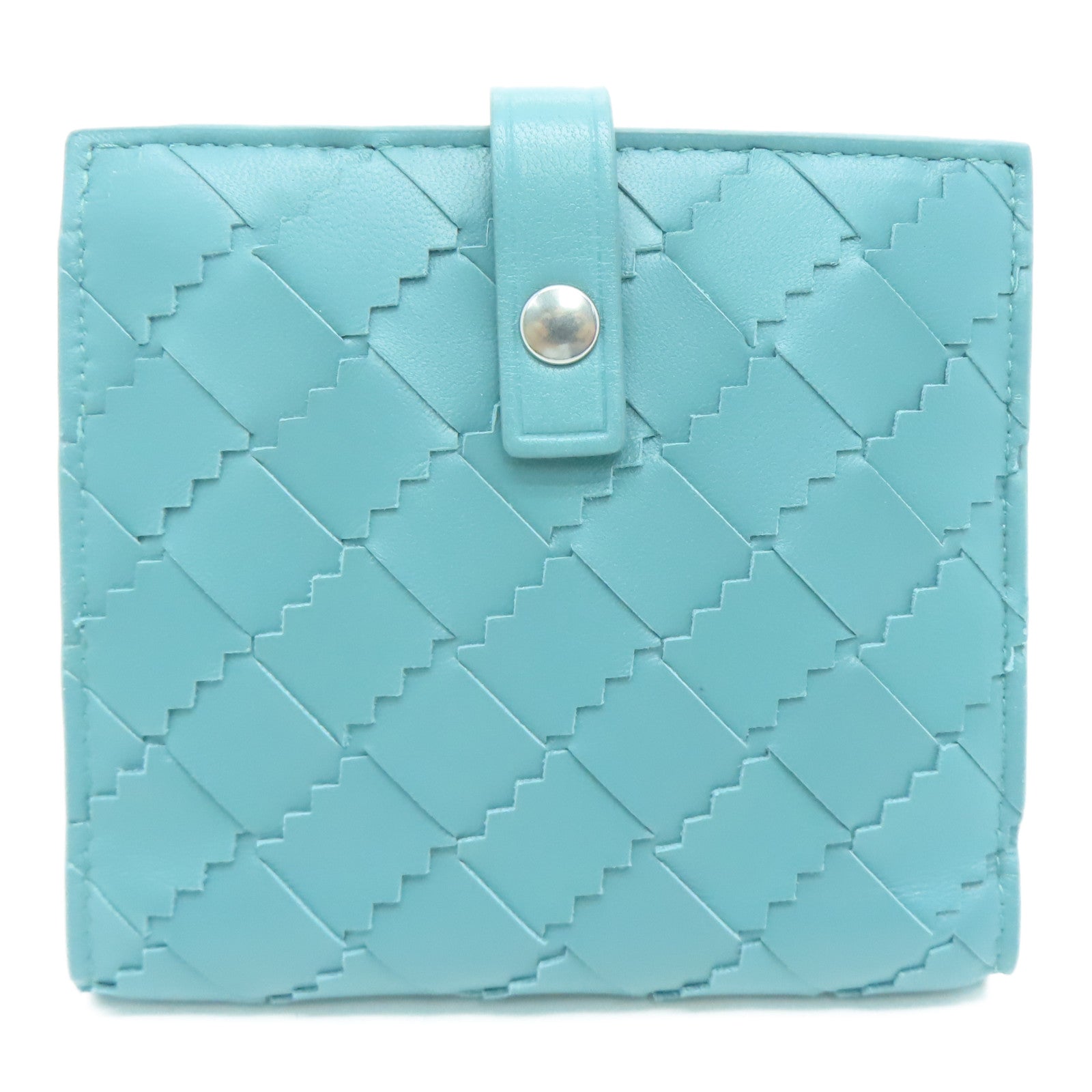 BOTTEGA VENETA 织纹皮革Wallet银扣钱包绿色
