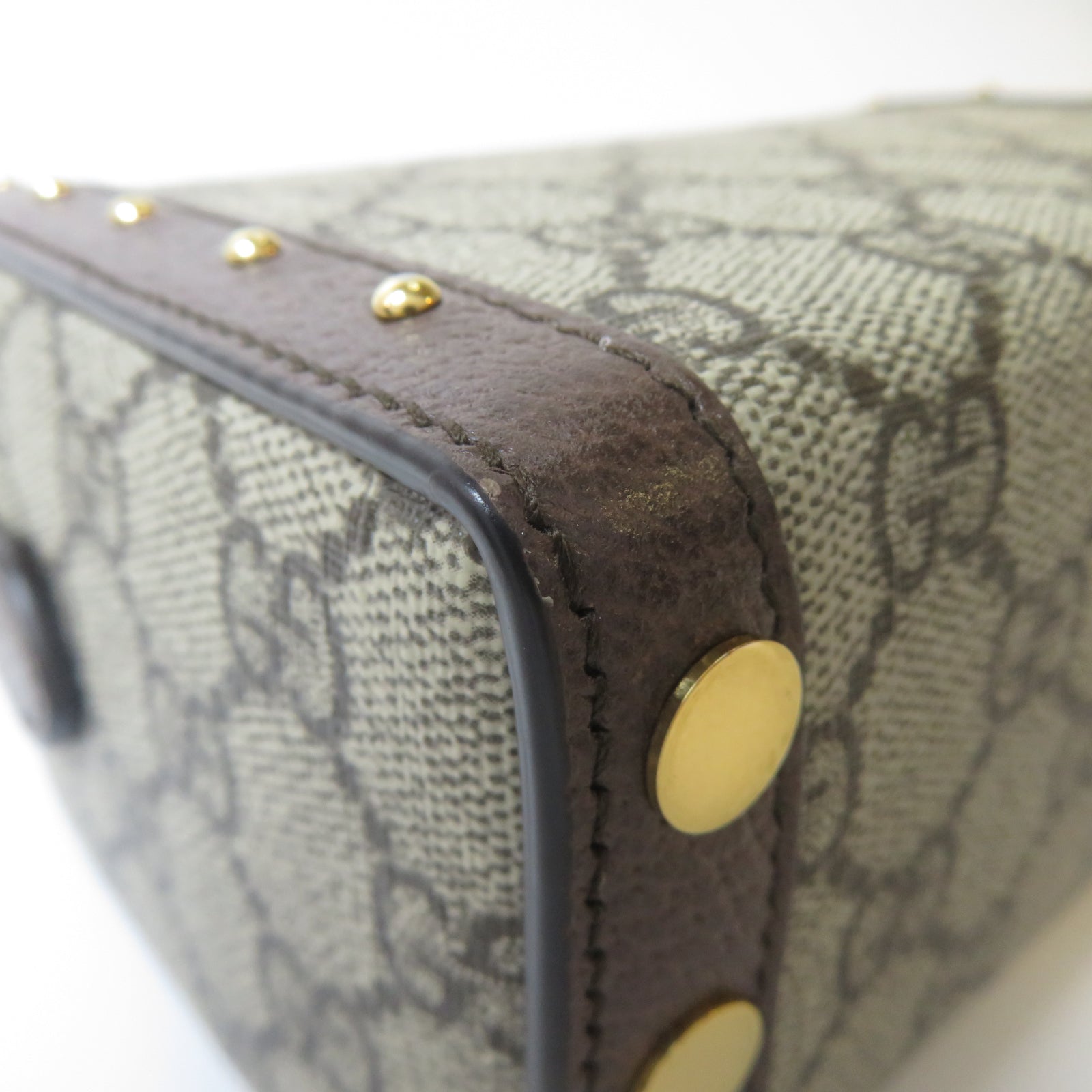 GUCCI 塗層帆布Huheg 8358 Shoulder Bag金扣肩背袋啡色