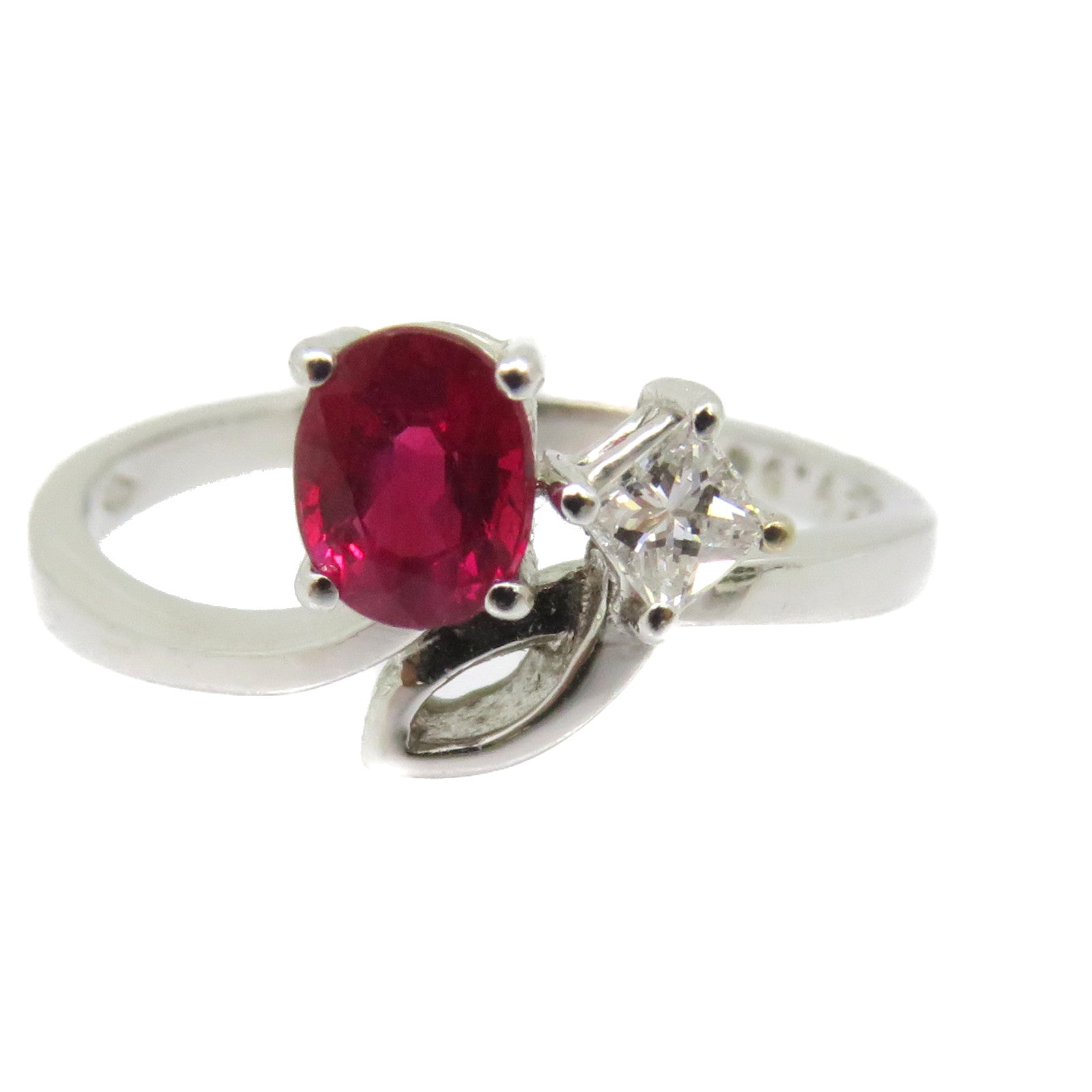 JEWELRY 18K白金/红宝石0.54ct Ruby Ring戒指US#6.5