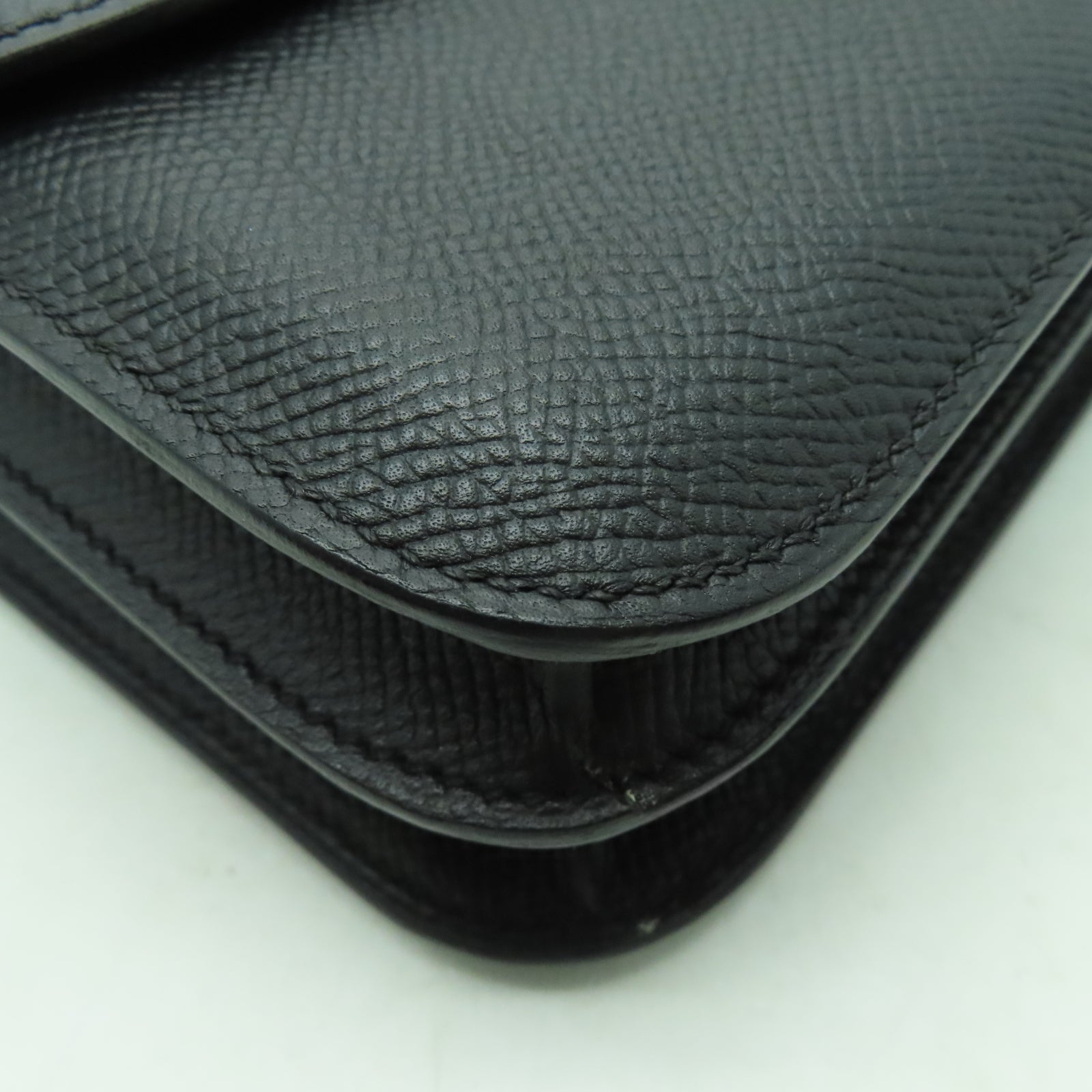 HERMES Epsom皮革Constance Elan銀扣肩背袋黑色