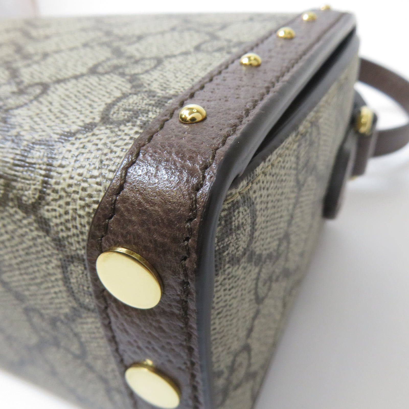 GUCCI 塗層帆布Huheg 8358 Shoulder Bag金扣肩背袋啡色
