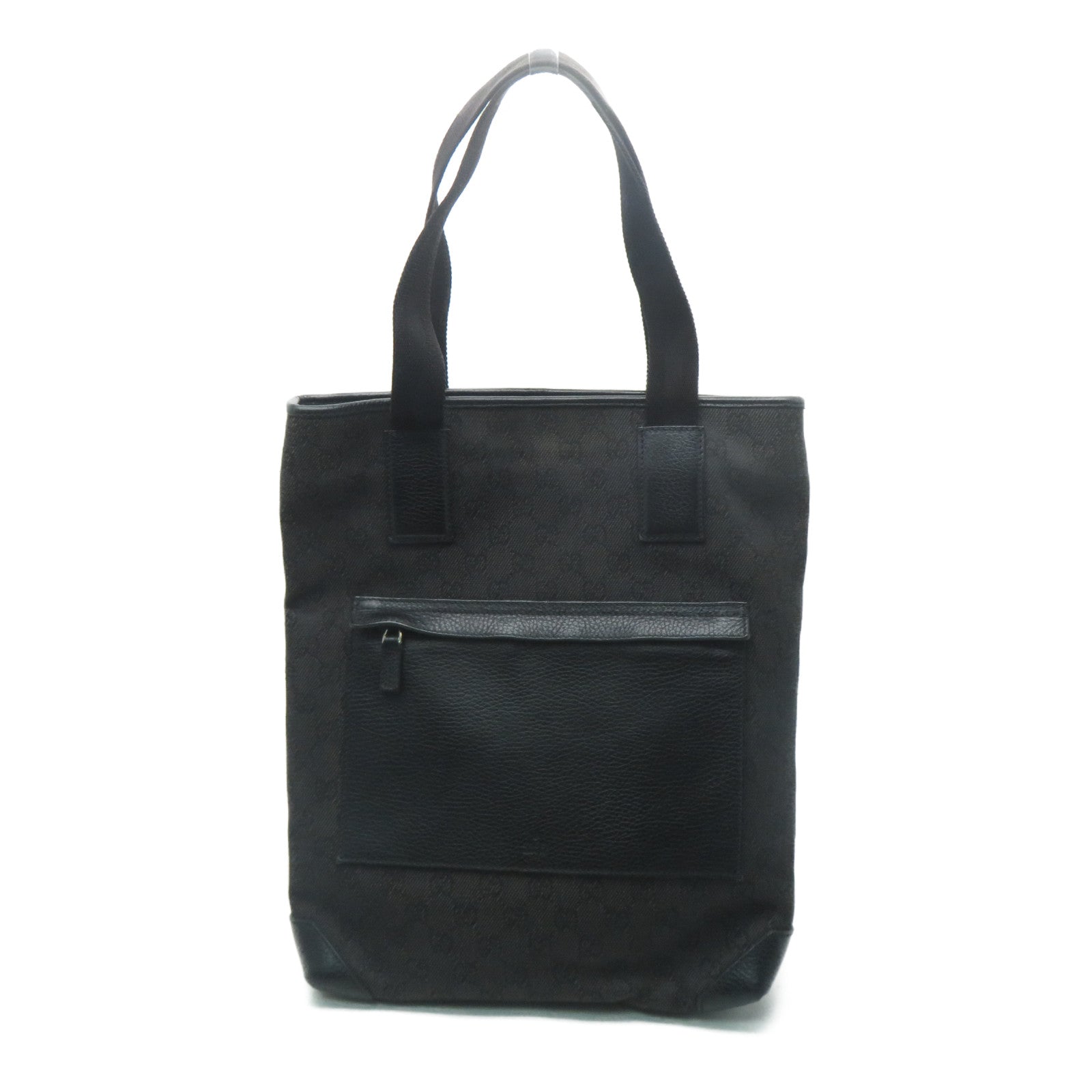 GUCCI 【激減優惠】帆布/皮革Tote Bag銀扣手挽袋黑色