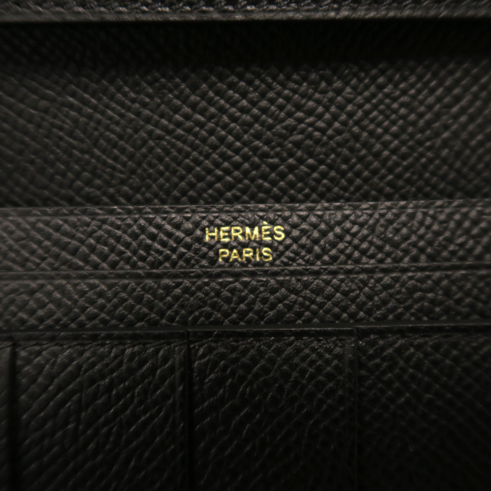 HERMES Epsom皮革Bearn Long Wallet金扣長錢包黑色
