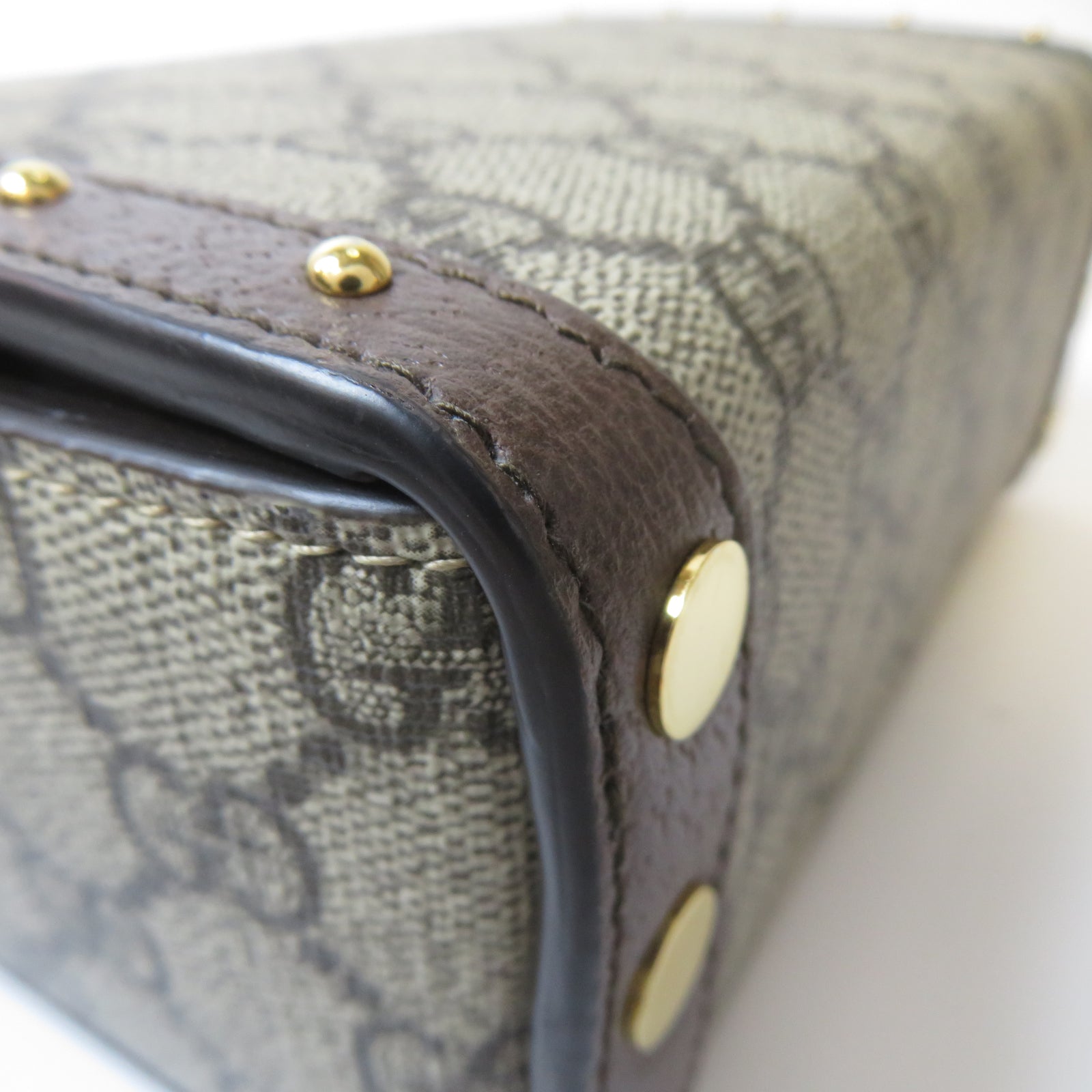 GUCCI 塗層帆布Huheg 8358 Shoulder Bag金扣肩背袋啡色