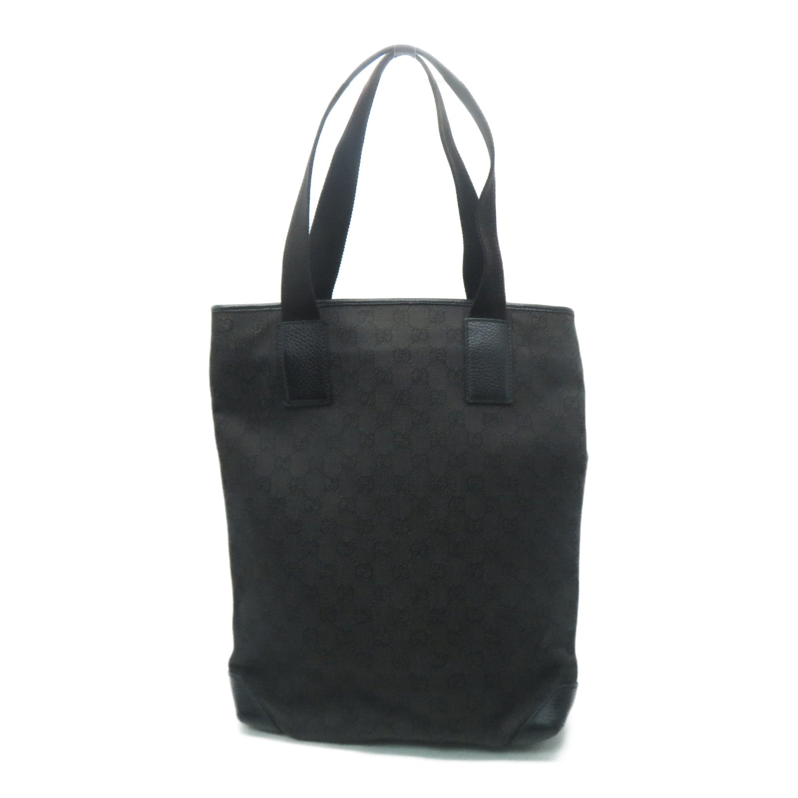 GUCCI 【激減優惠】帆布/皮革Tote Bag銀扣手挽袋黑色