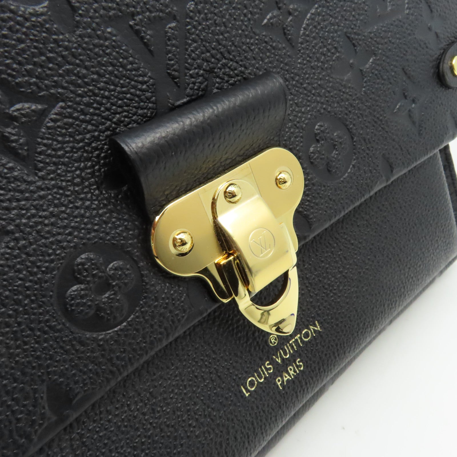 LOUIS VUITTON Monogram Empreinte Vavin PM金扣鏈帶肩背袋黑色