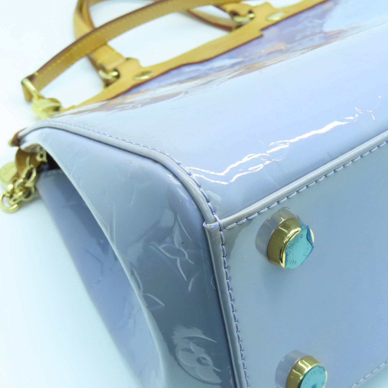 LOUIS VUITTON Vernis Brea MM 2way Shoulder Bag金扣手挽肩背兩用袋紫色