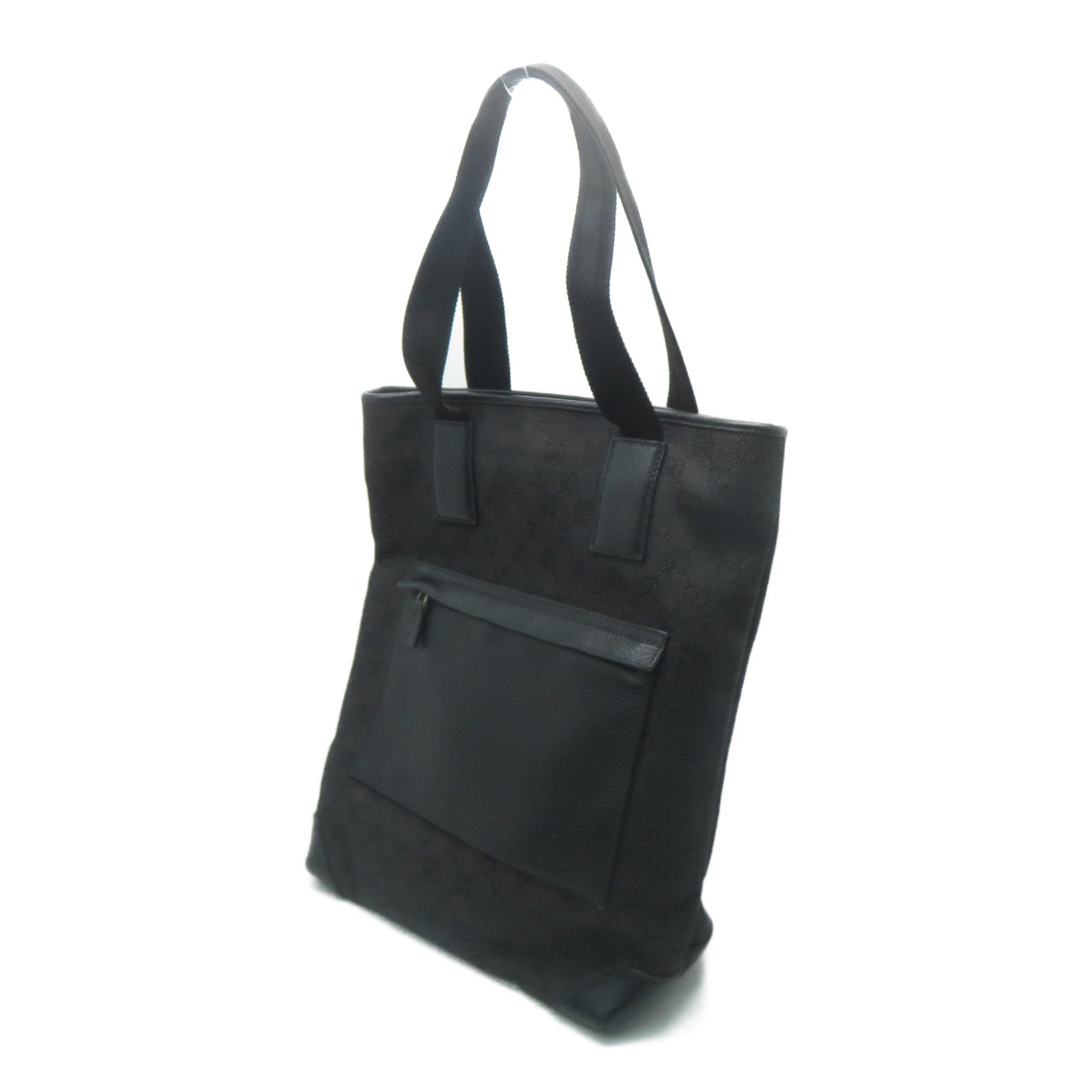 GUCCI 【激減優惠】帆布/皮革Tote Bag銀扣手挽袋黑色