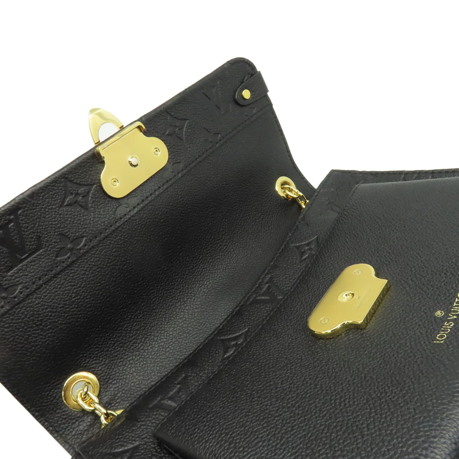 LOUIS VUITTON Monogram Empreinte Vavin PM金扣鏈帶肩背袋黑色