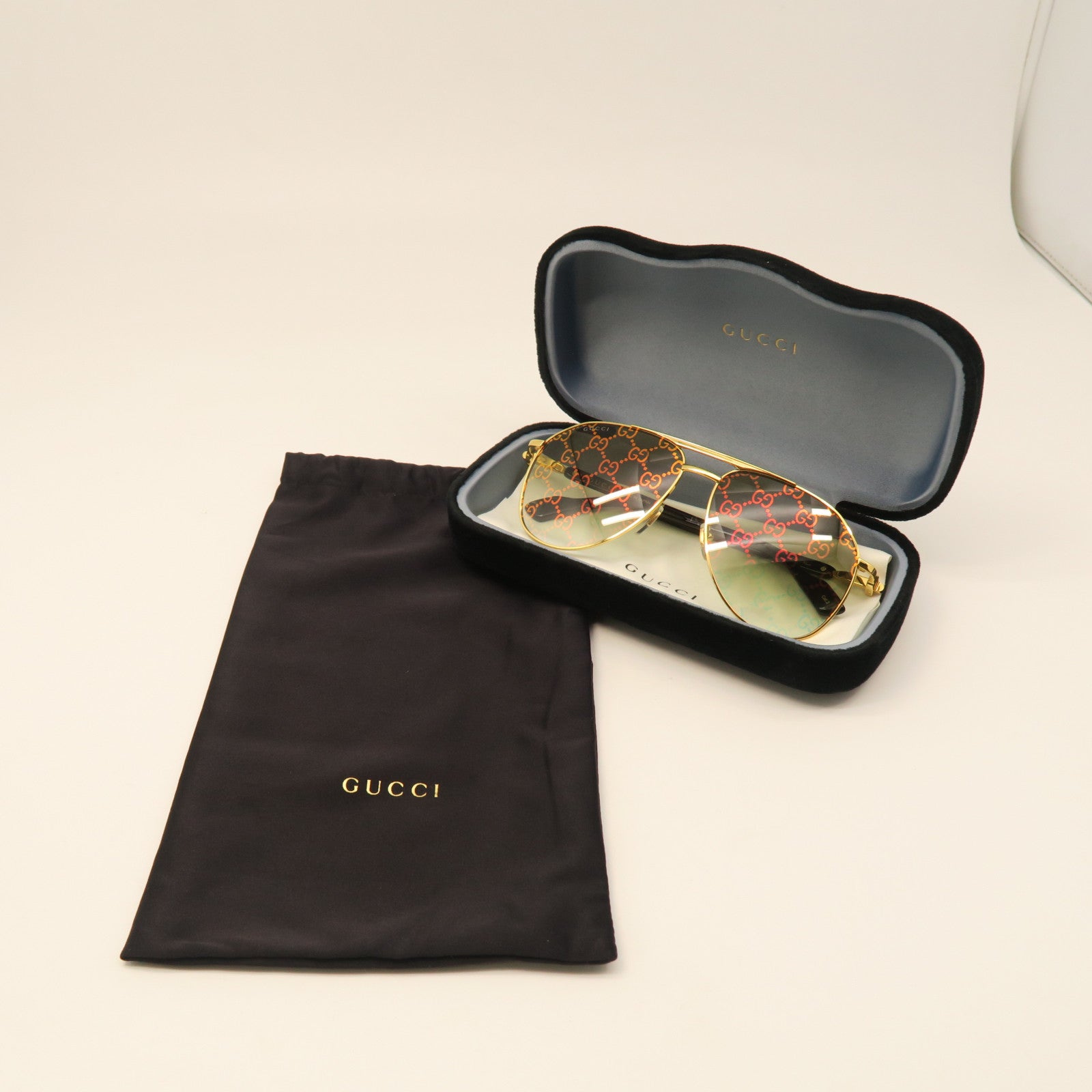 GUCCI PVC/Metal Sunglasses Gold/Black