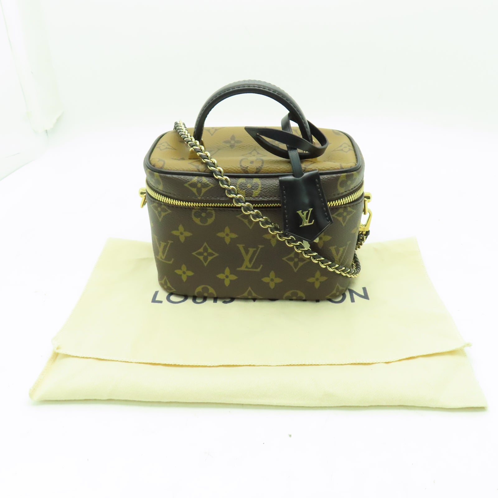 LOUIS VUITTON Monogram Vanity PM金扣手挽肩背兩用袋啡色