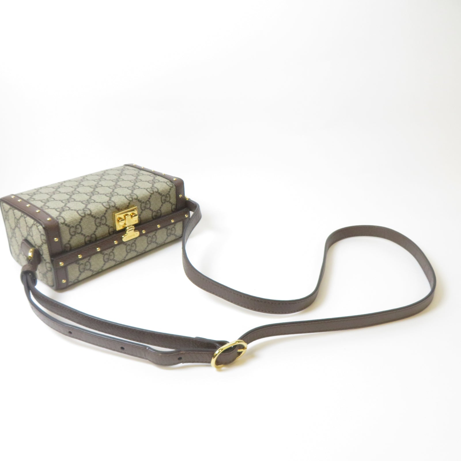 GUCCI 塗層帆布Huheg 8358 Shoulder Bag金扣肩背袋啡色
