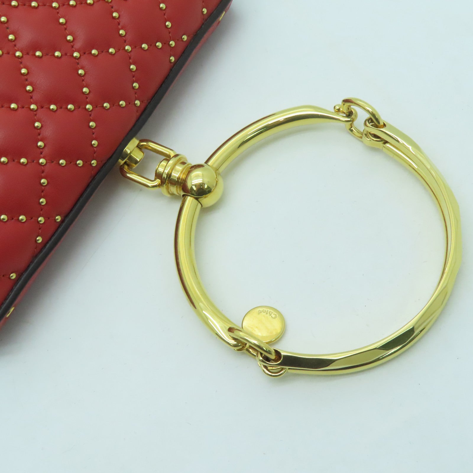 Chloe 牛皮皮革Hand Bag金扣手挽袋红色