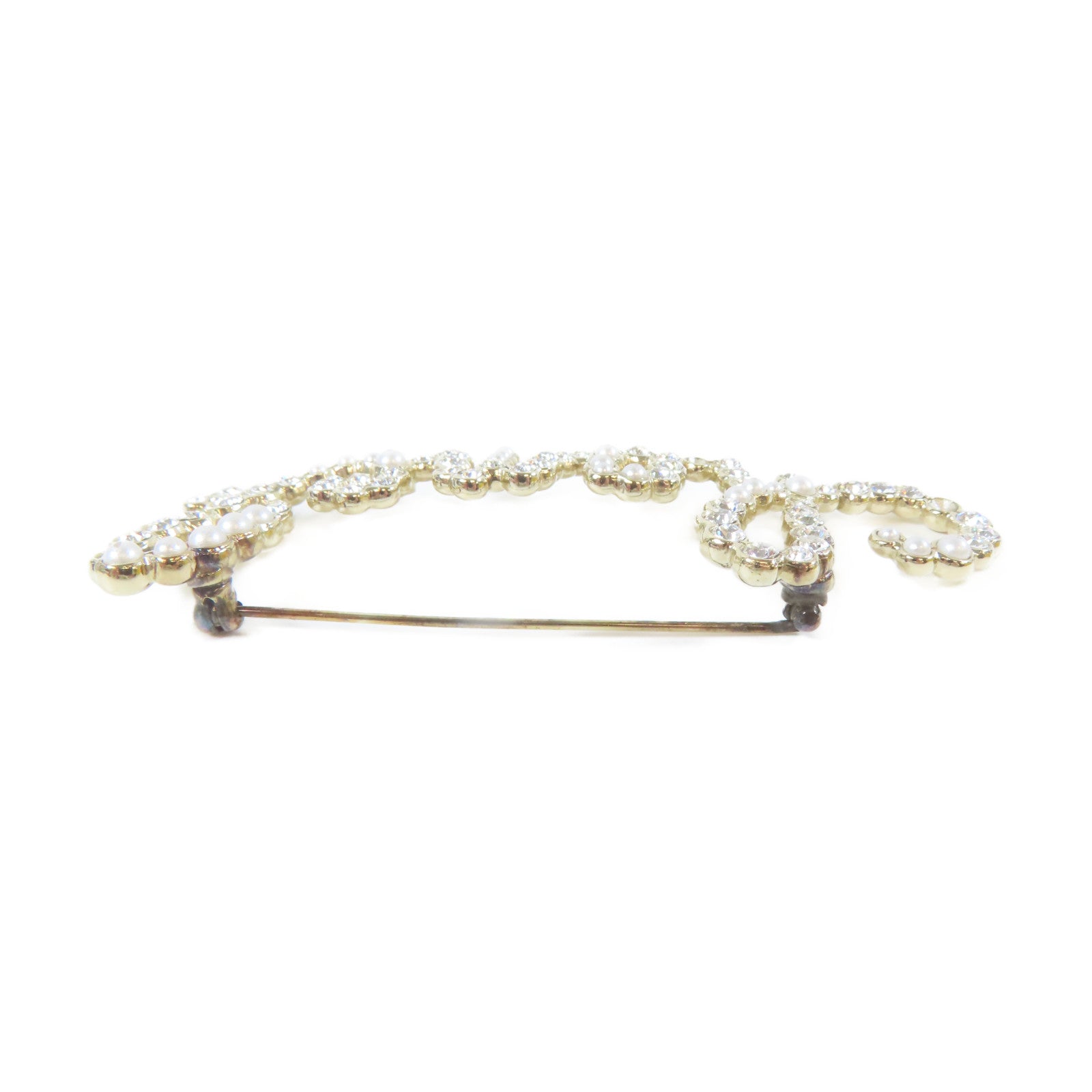 CHANEL 金屬/水晶Brooch胸針金色